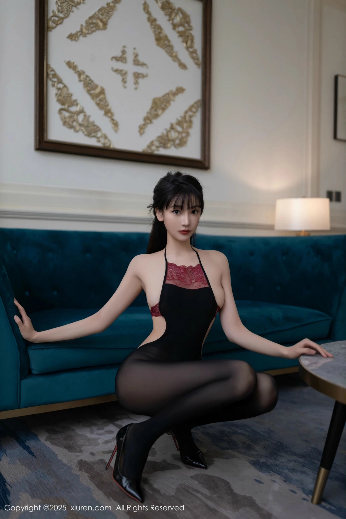 [[XiuRen秀人网]秀人网]No.9735_模特陆萱萱私房性感黑色薄透连体丝袜秀柔美身姿惹火诱惑写真80P