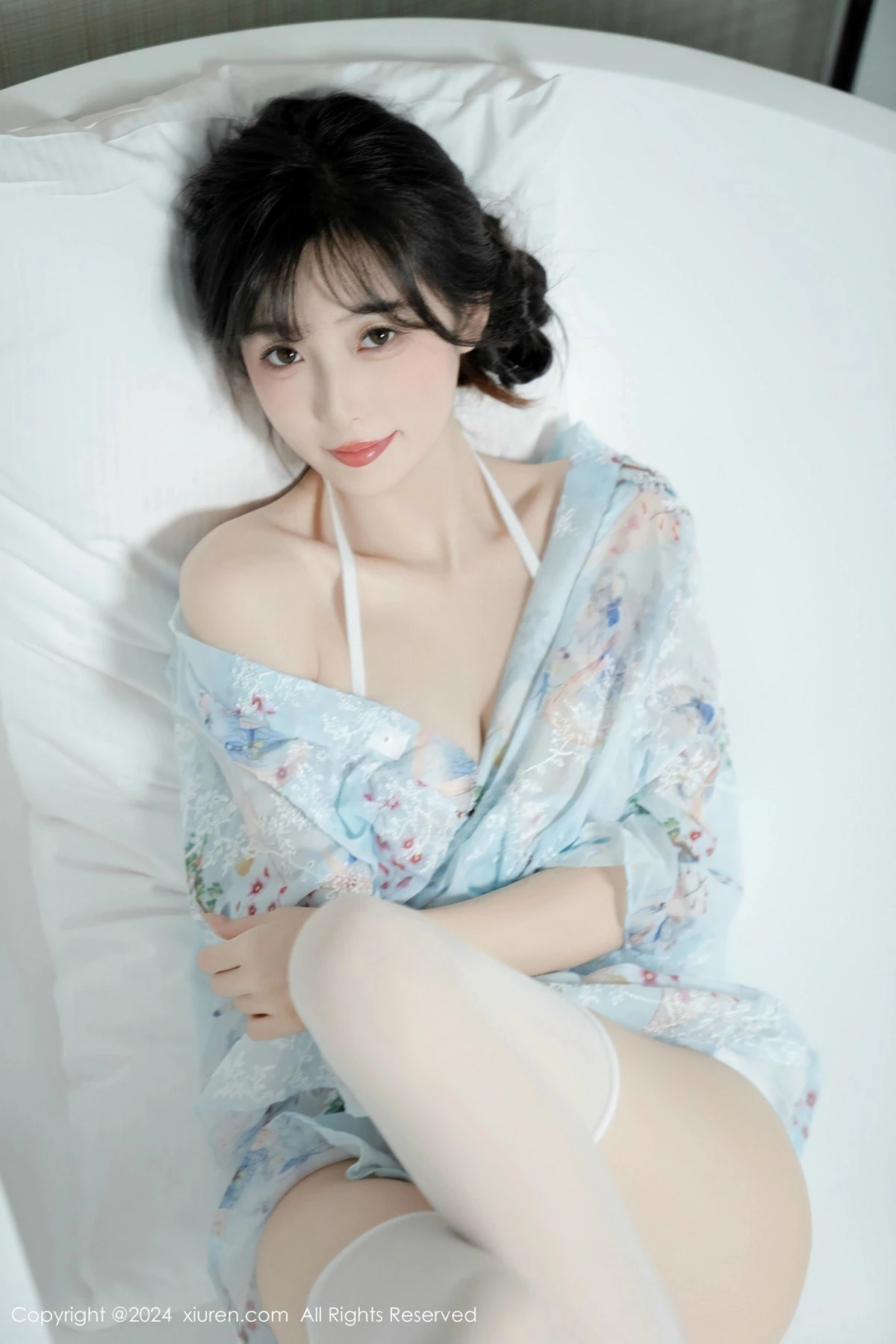 [[XiuRen秀人网]秀人网]No.9632_模特林星阑性感浅蓝色连衣短裙配白色丝袜秀曼妙身姿诱惑写真85P