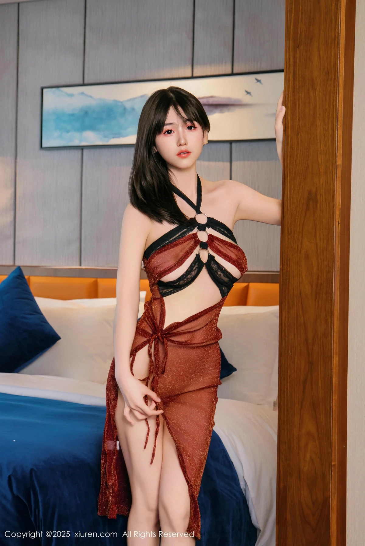 [[XiuRen秀人网]秀人网]No.9804_模特奶芙乔乔性感红黑薄纱古装服饰半脱秀凹凸身材撩人诱惑写真81P