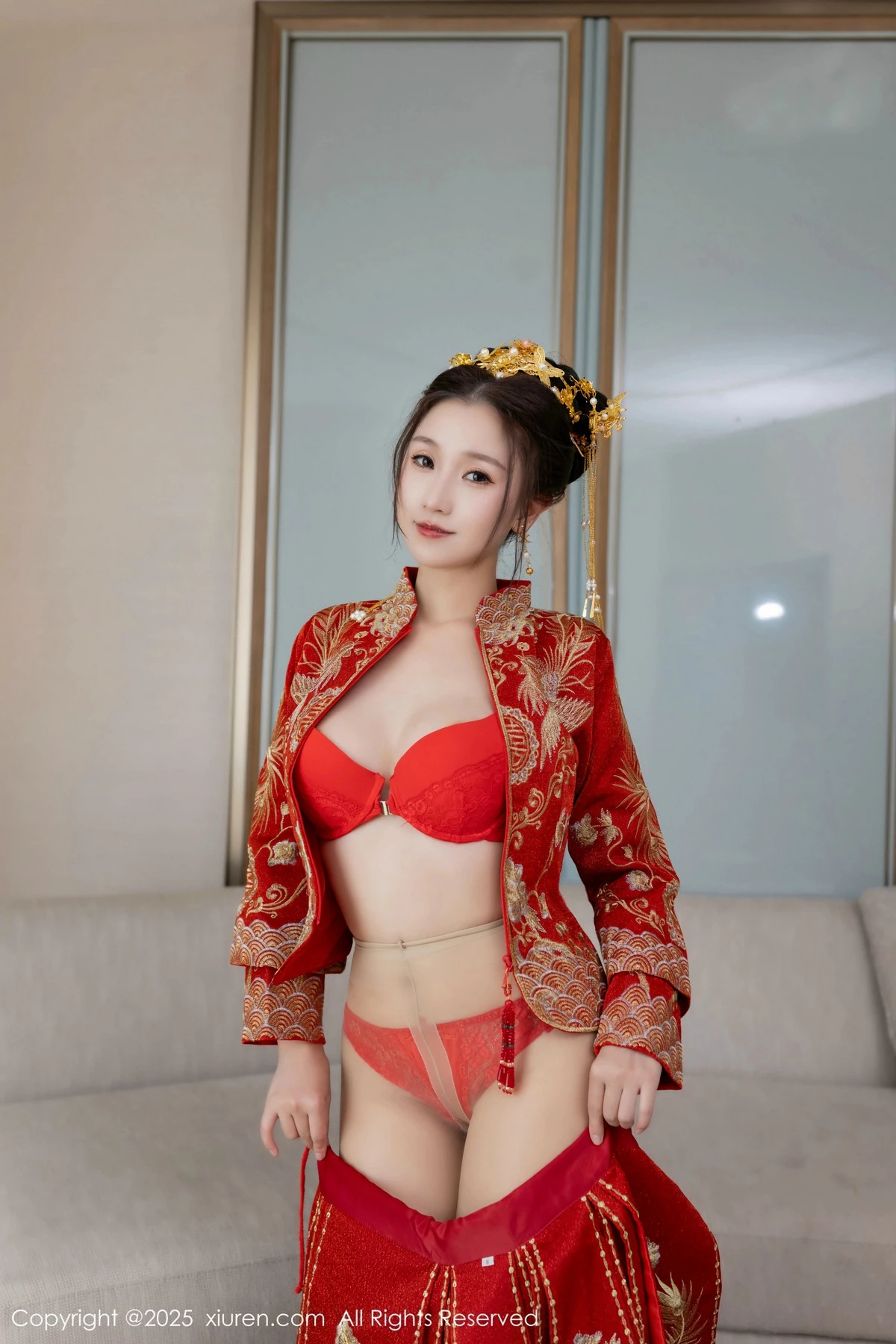 [[XiuRen秀人网]秀人网]No.9811_模特杏子Yada性感新娘装红色情趣内衣配超薄肉丝秀美腿诱惑写真84P