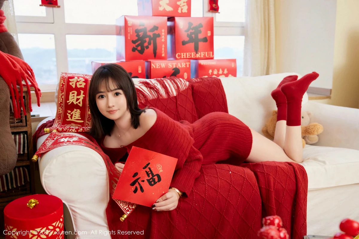 [[XiuRen秀人网]秀人网]No.9818_模特养乐多Doll新年主题性感喜庆红色内衣秀完美身材诱惑写真66P