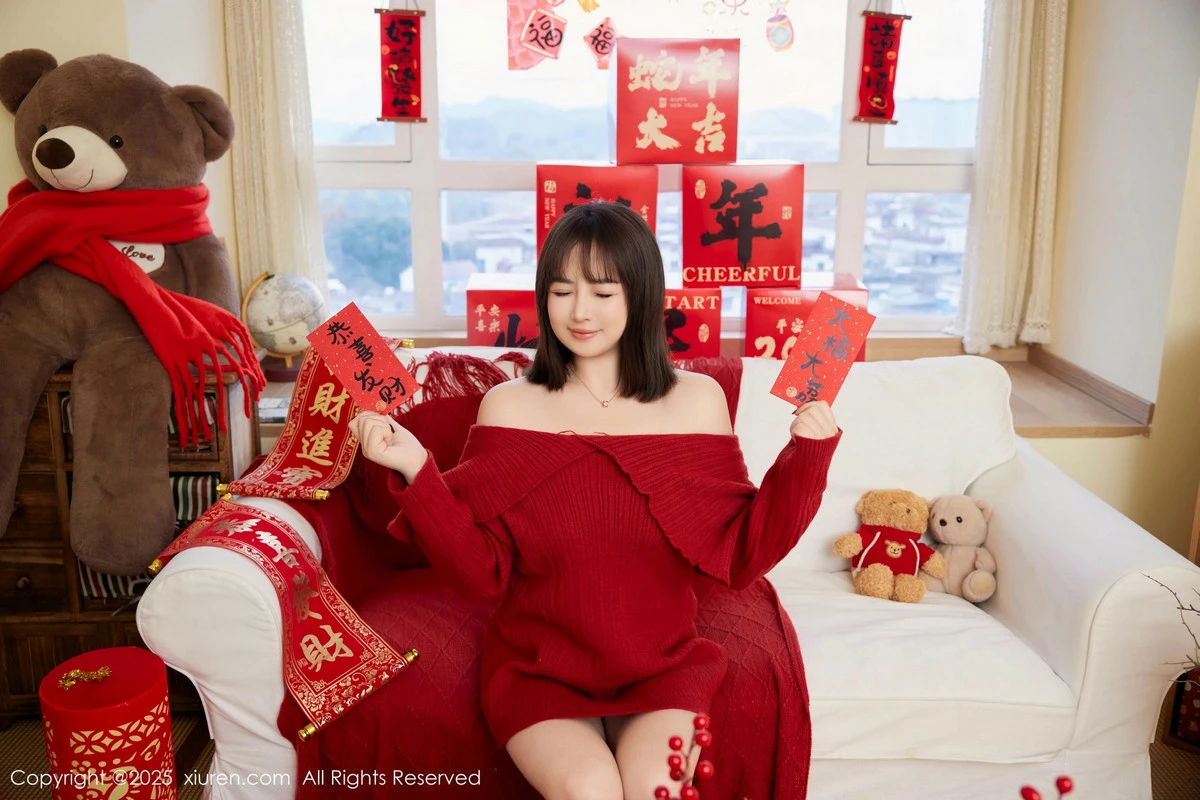 [[XiuRen秀人网]秀人网]No.9818_模特养乐多Doll新年主题性感喜庆红色内衣秀完美身材诱惑写真66P