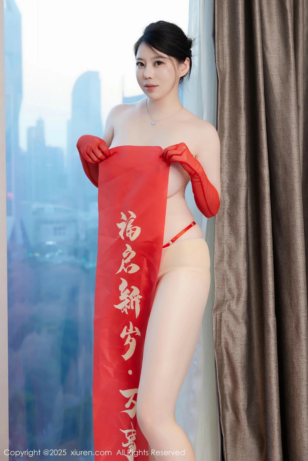 [[XiuRen秀人网]秀人网]No.9816_模特白茹雪abby新年主题性感红色情趣内衣配超薄肉丝完美诱惑写真78P