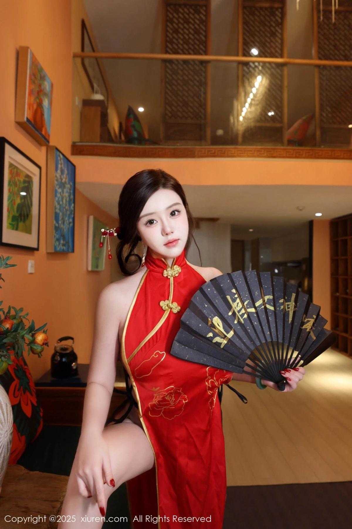 [[XiuRen秀人网]秀人网]No.9834_模特小薯条nienie性感红色旗袍配红丝吊袜秀曼妙身姿诱惑写真131P