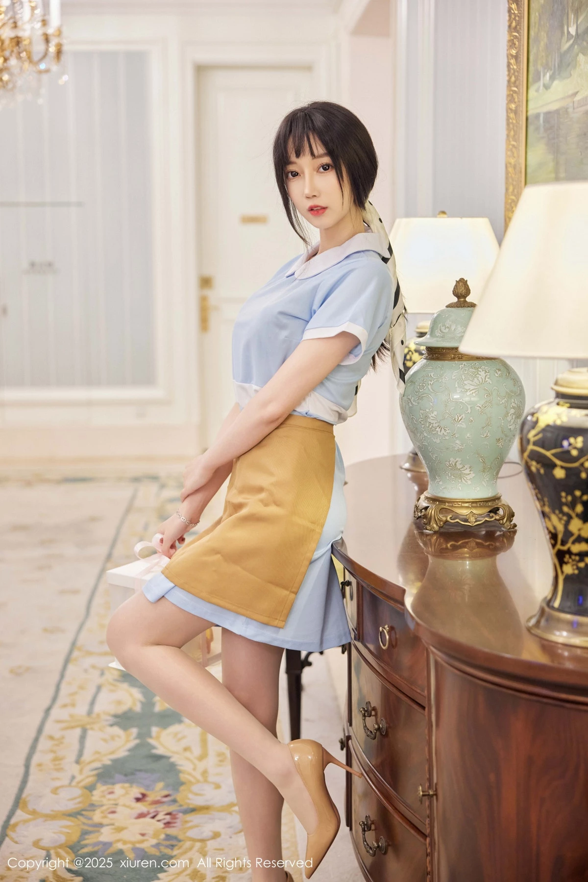 [[XiuRen秀人网]秀人网]No.9864_模特玥儿玥er性感蓝色连衣短裙配超薄肉丝秀曼妙身材诱惑写真82P