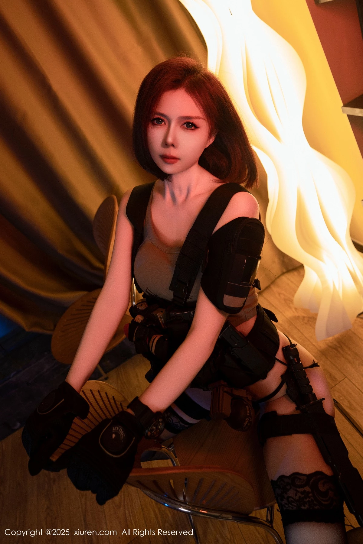 [[XiuRen秀人网]秀人网]No.9759_模特白芷yy性感美女战士装扮黑色内衣配黑丝袜秀曼妙身姿诱惑写真94P