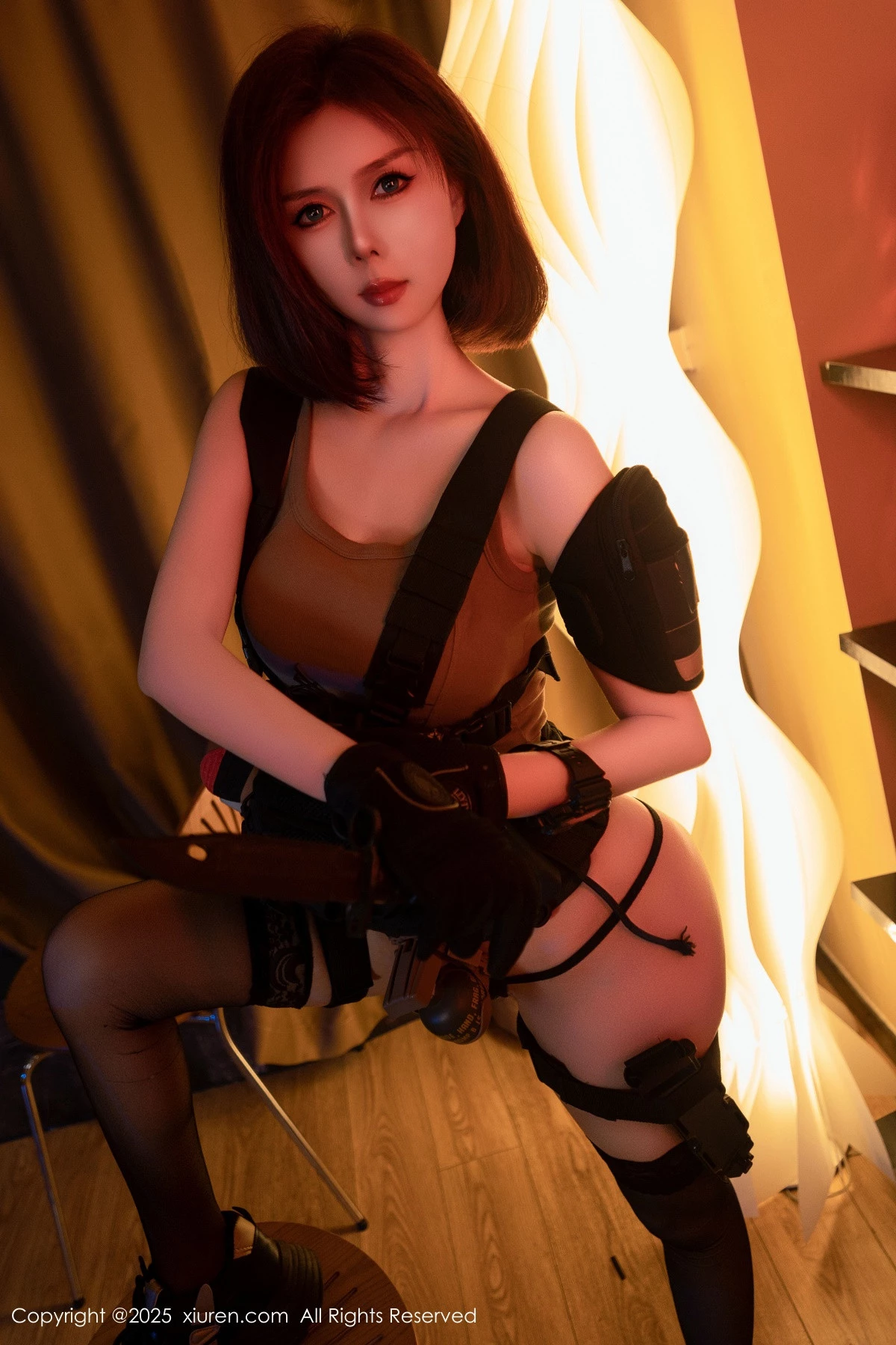 [[XiuRen秀人网]秀人网]No.9759_模特白芷yy性感美女战士装扮黑色内衣配黑丝袜秀曼妙身姿诱惑写真94P