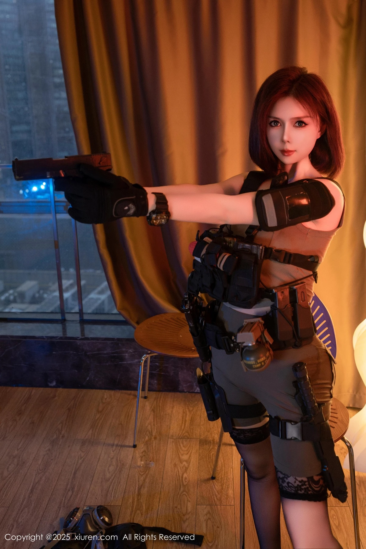 [[XiuRen秀人网]秀人网]No.9759_模特白芷yy性感美女战士装扮黑色内衣配黑丝袜秀曼妙身姿诱惑写真94P