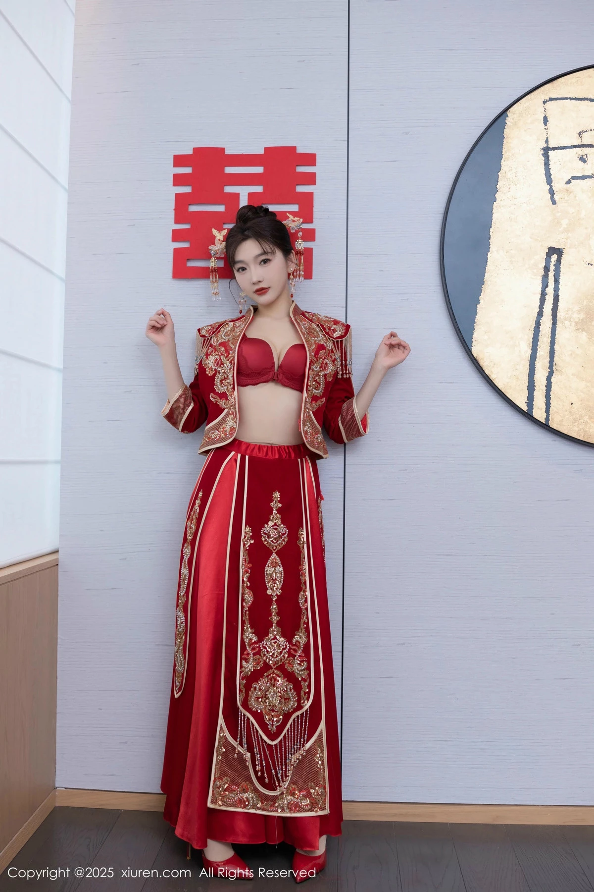 [[XiuRen秀人网]秀人网]No.9770_模特陆萱萱性感新娘装露红色内衣配超薄肉丝秀柔美身材诱惑写真82P