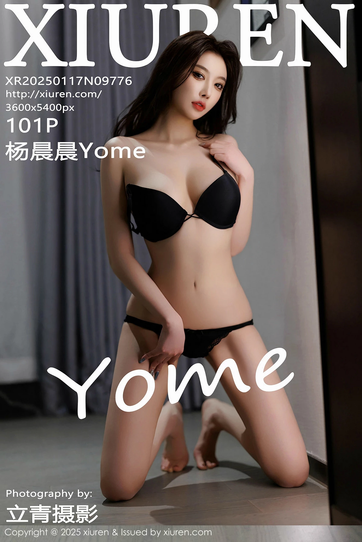 [[XiuRen秀人网]秀人网]No.9776_女神杨晨晨Yome黑色连衣短裙露黑色内衣配开档黑丝极致魅惑写真101P