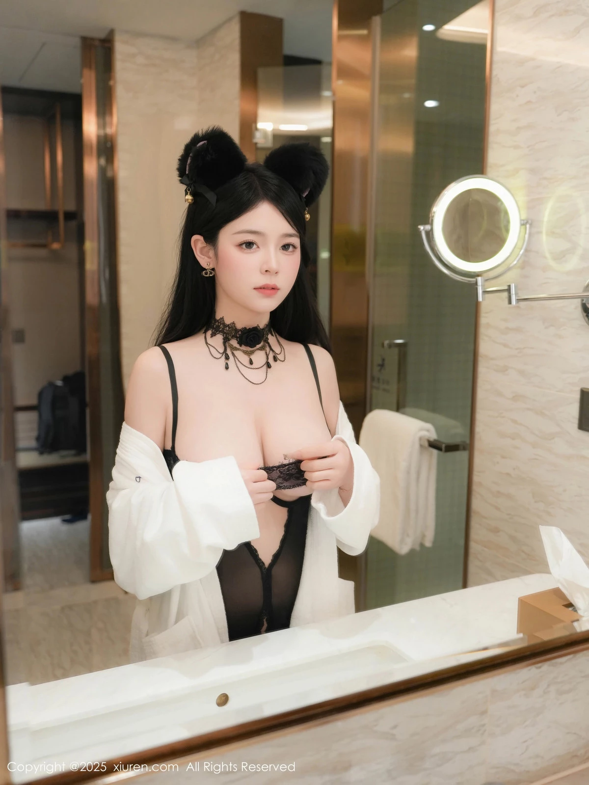 [[XiuRen秀人网]秀人网]No.9961_新人模特优酱性感黑色情趣内衣配超薄黑丝秀凹凸身材诱惑写真77P