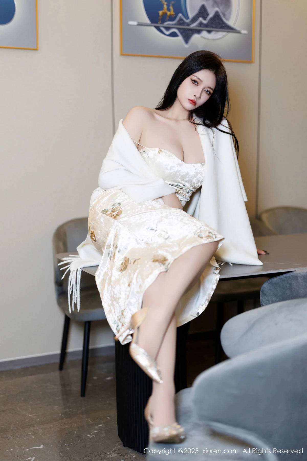 [[XiuRen秀人网]秀人网]No.9899_模特娜比脱连衣短裙露性感蓝色内衣配超薄肉丝秀凹凸身材诱惑写真81P