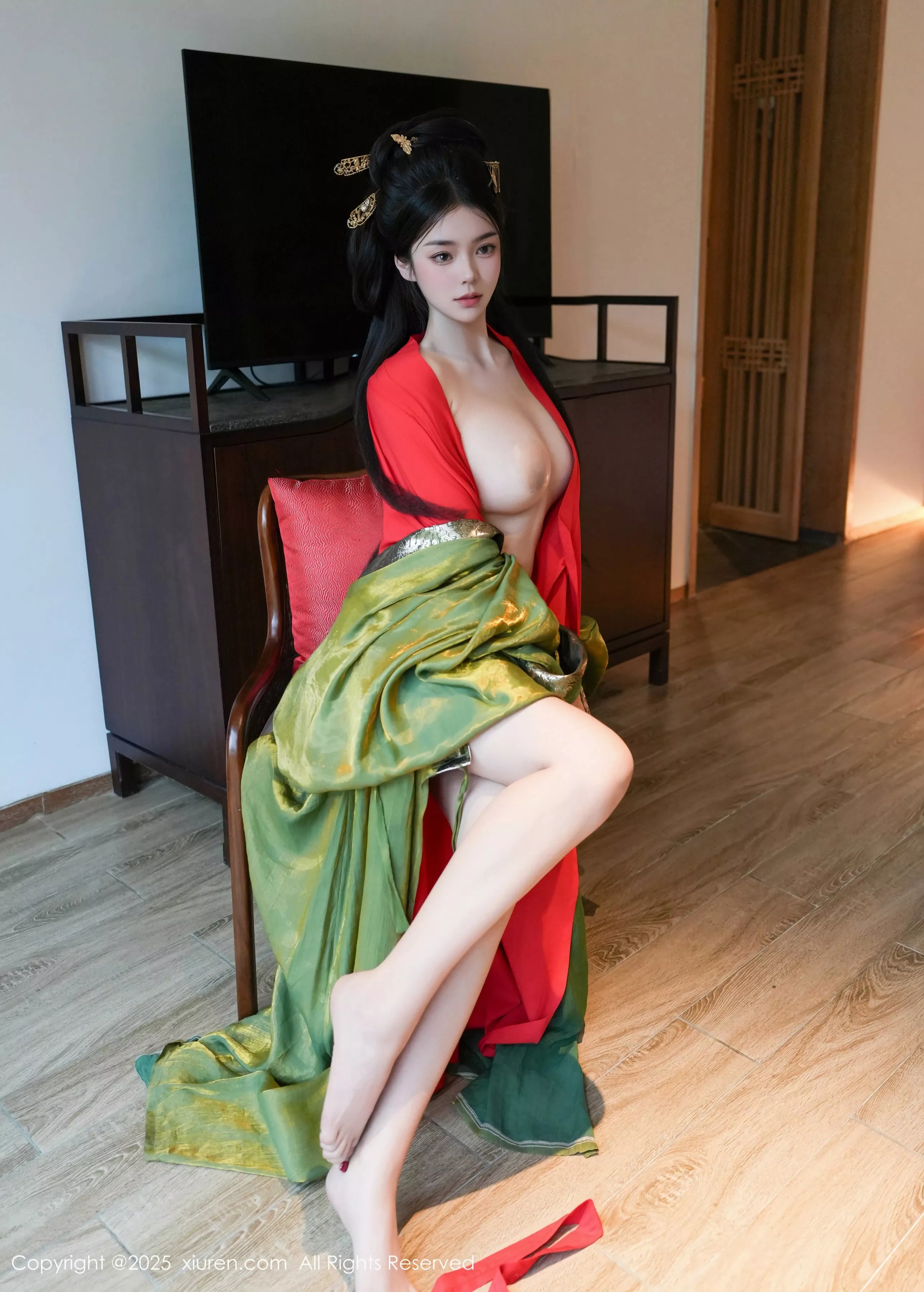 [[XiuRen秀人网]秀人网]No.10126_模特雪糕CiCi性感绿色古风服饰露红色情趣服饰秀美腿诱惑写真68P