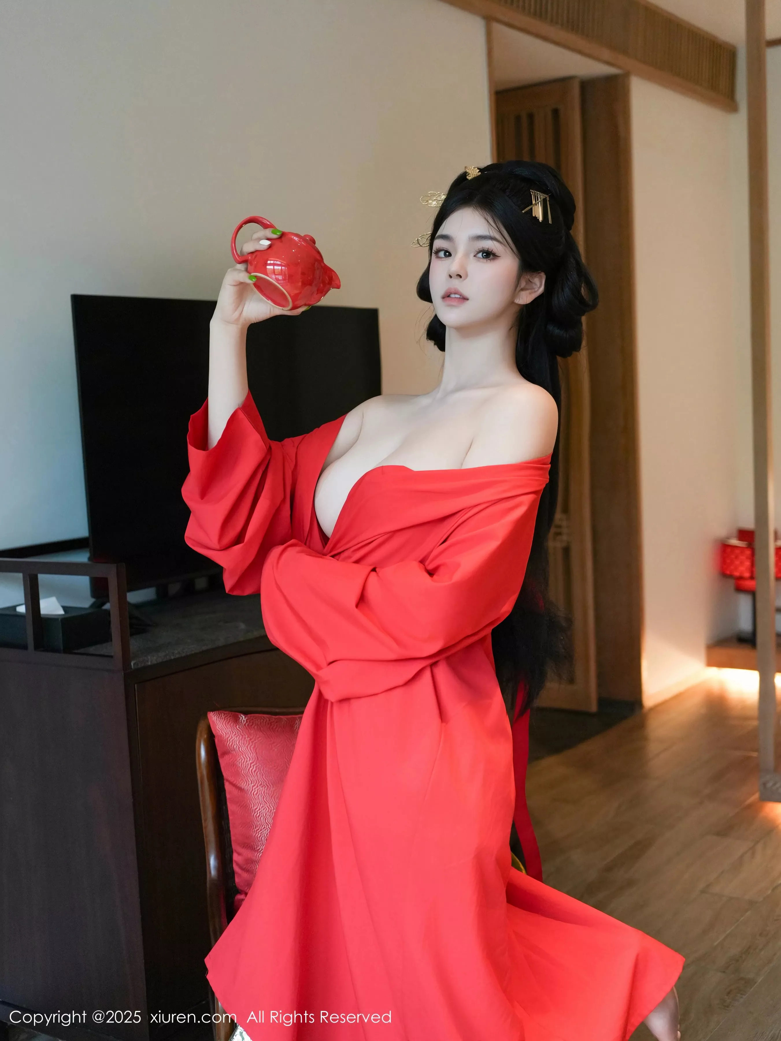 [[XiuRen秀人网]秀人网]No.10126_模特雪糕CiCi性感绿色古风服饰露红色情趣服饰秀美腿诱惑写真68P