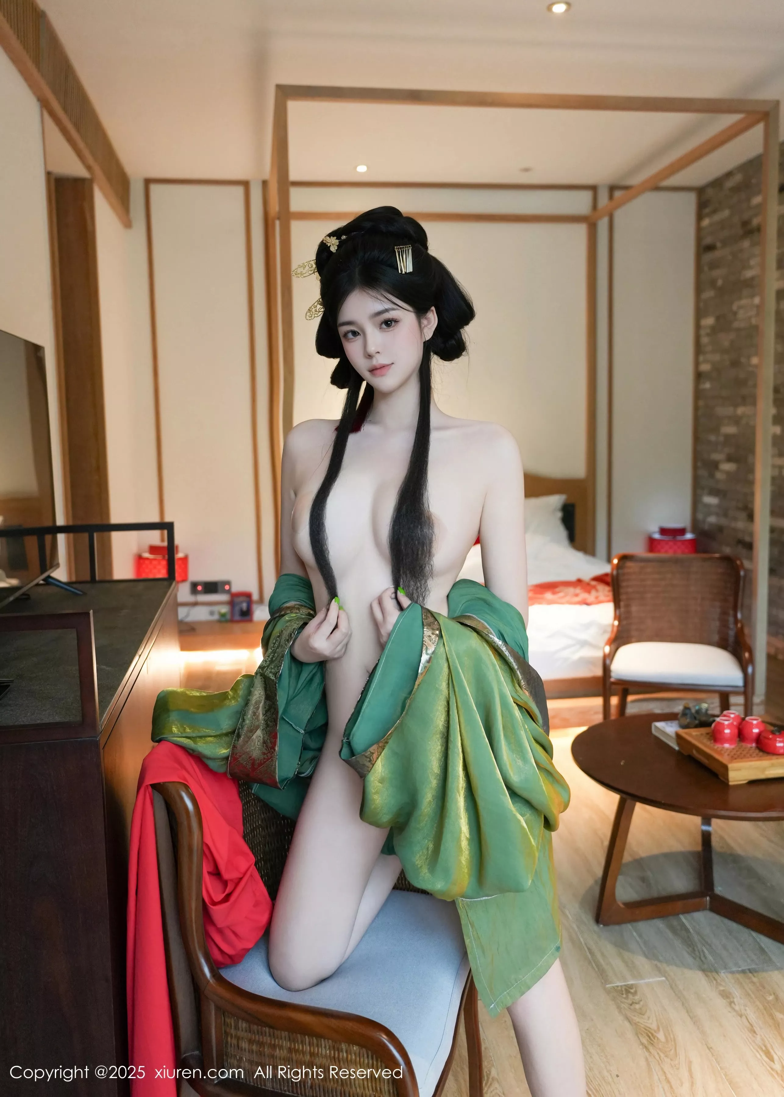 [[XiuRen秀人网]秀人网]No.10126_模特雪糕CiCi性感绿色古风服饰露红色情趣服饰秀美腿诱惑写真68P