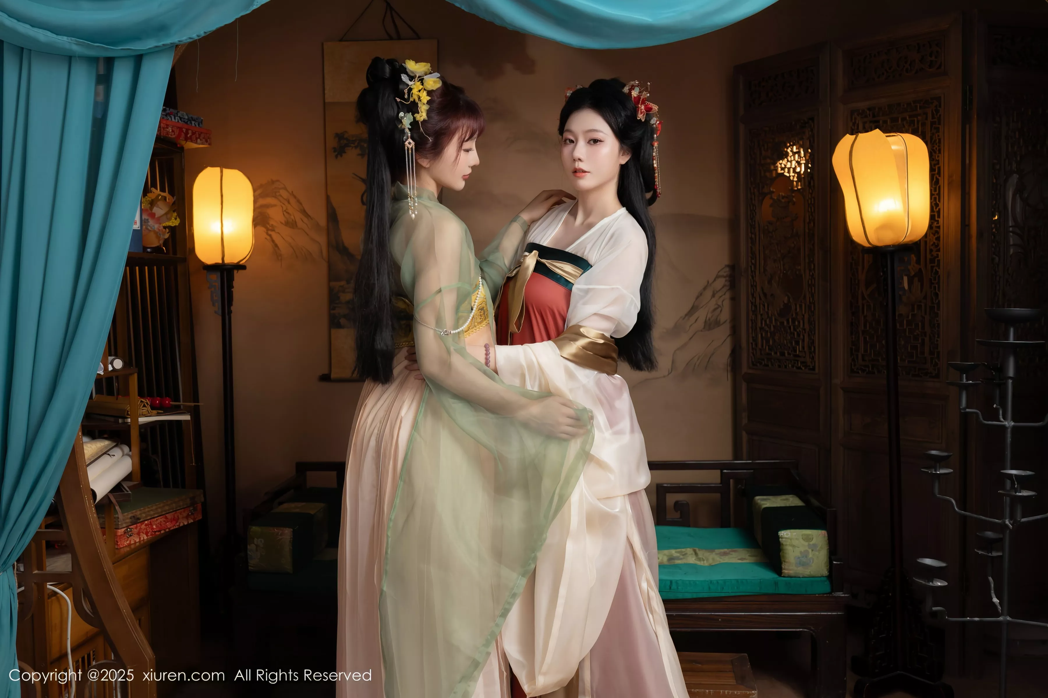 [[XiuRen秀人网]秀人网]No.10223_模特合集女神陆萱萱＆安然anran激情互动薄纱古装撩人诱惑写真80P