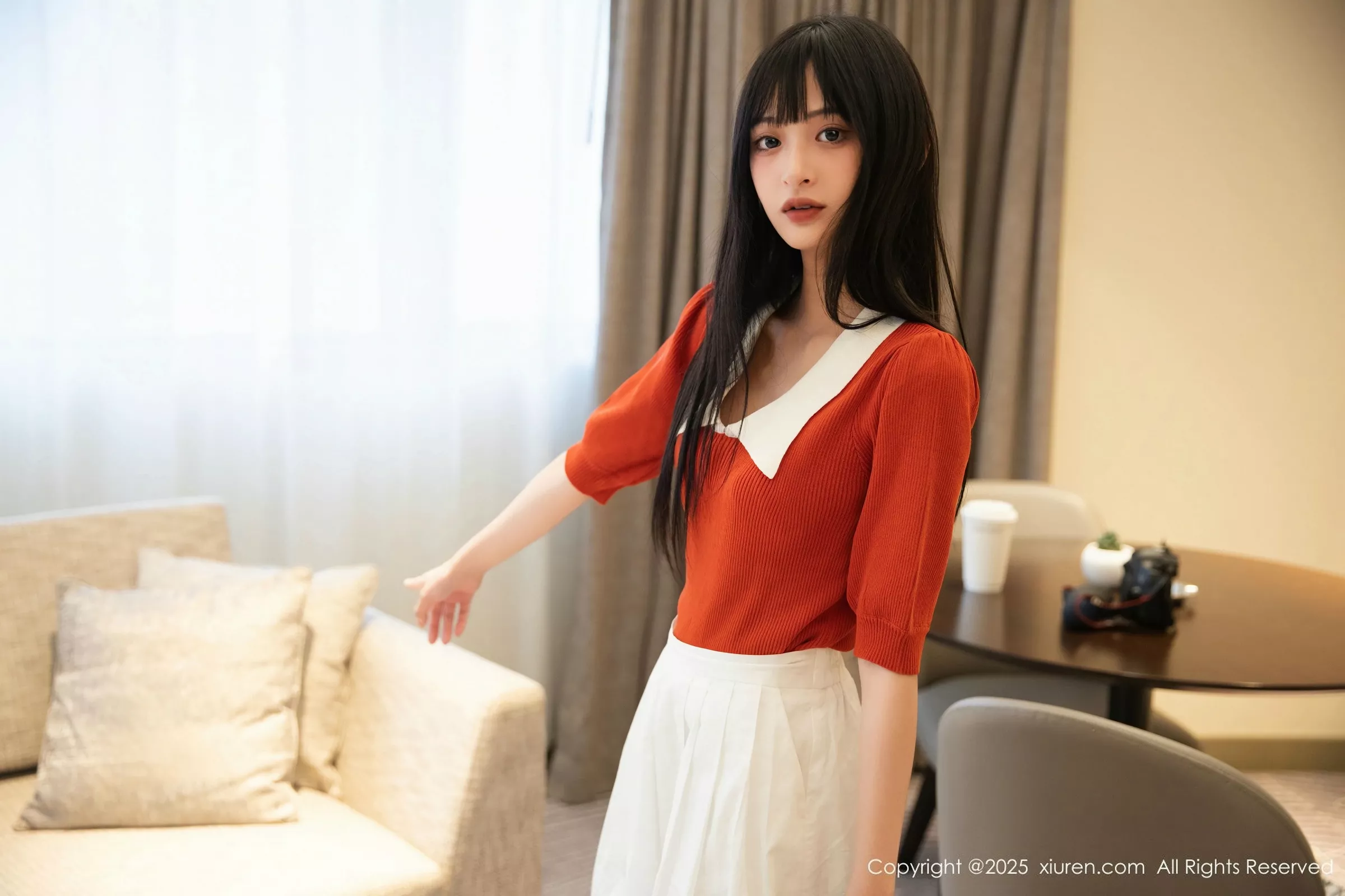 [[XiuRen秀人网]秀人网]No.10247_模特茂木希子性感橙T露白色内衣配超薄肉丝秀完美身材诱惑写真80P