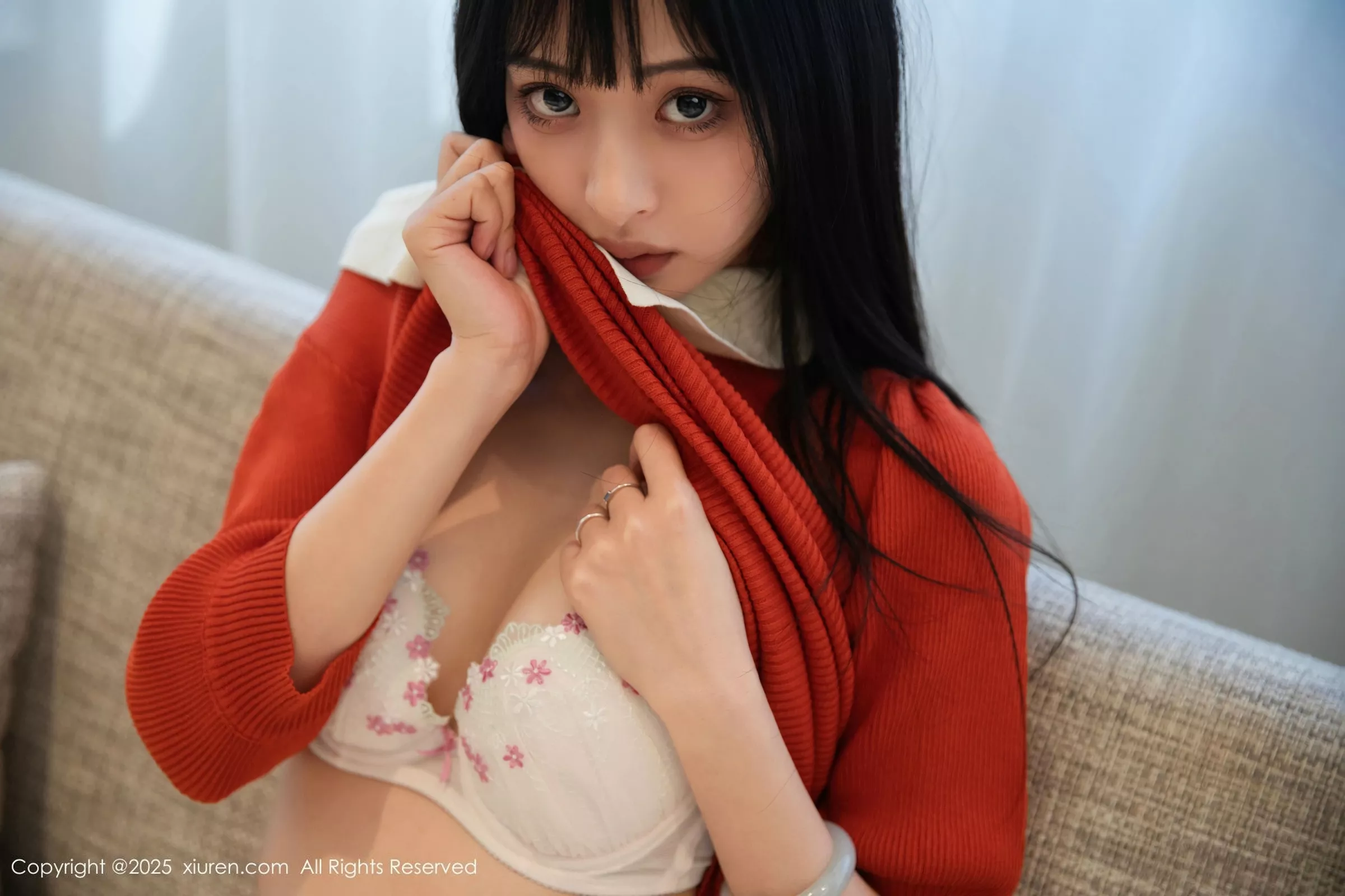 [[XiuRen秀人网]秀人网]No.10247_模特茂木希子性感橙T露白色内衣配超薄肉丝秀完美身材诱惑写真80P