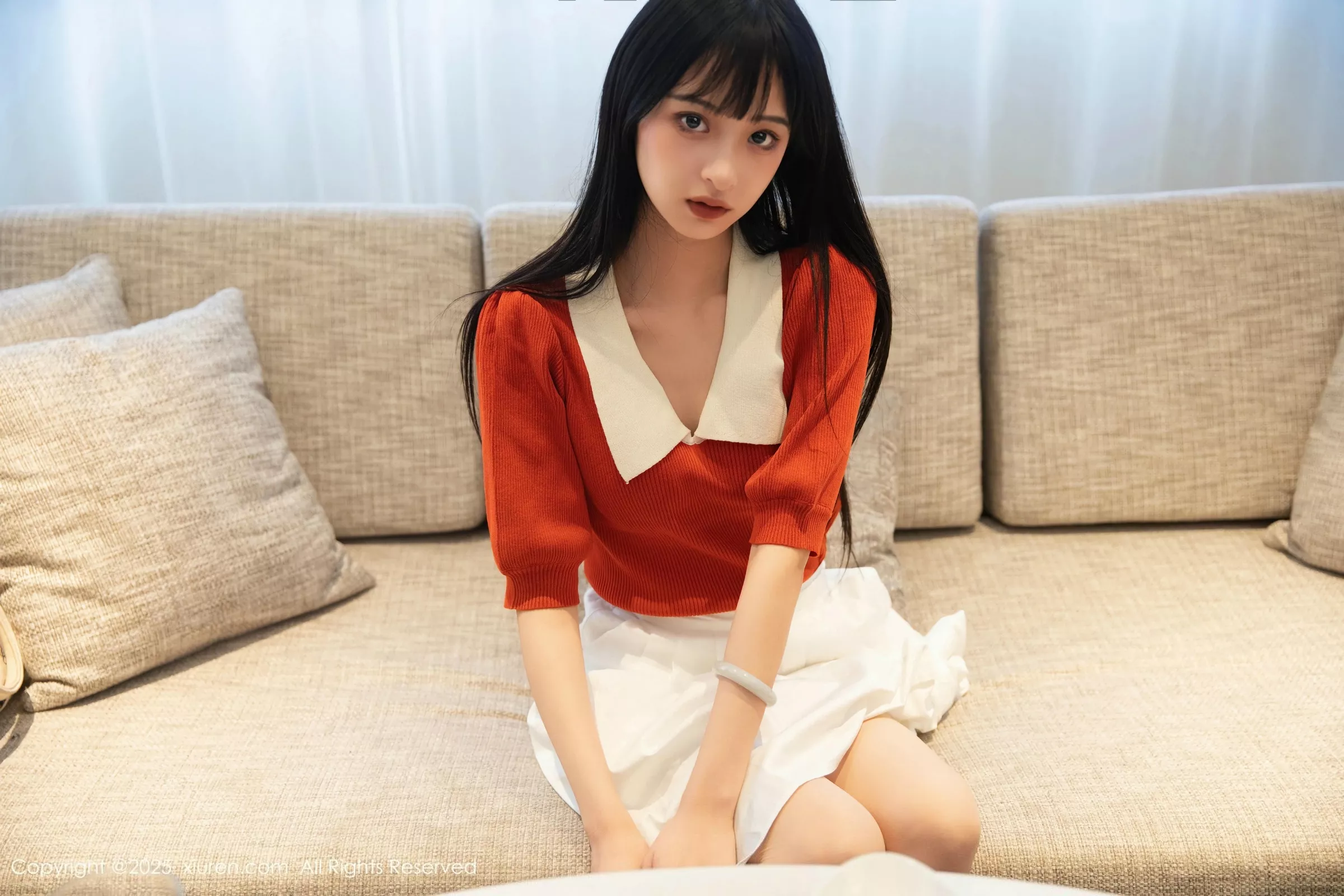 [[XiuRen秀人网]秀人网]No.10247_模特茂木希子性感橙T露白色内衣配超薄肉丝秀完美身材诱惑写真80P