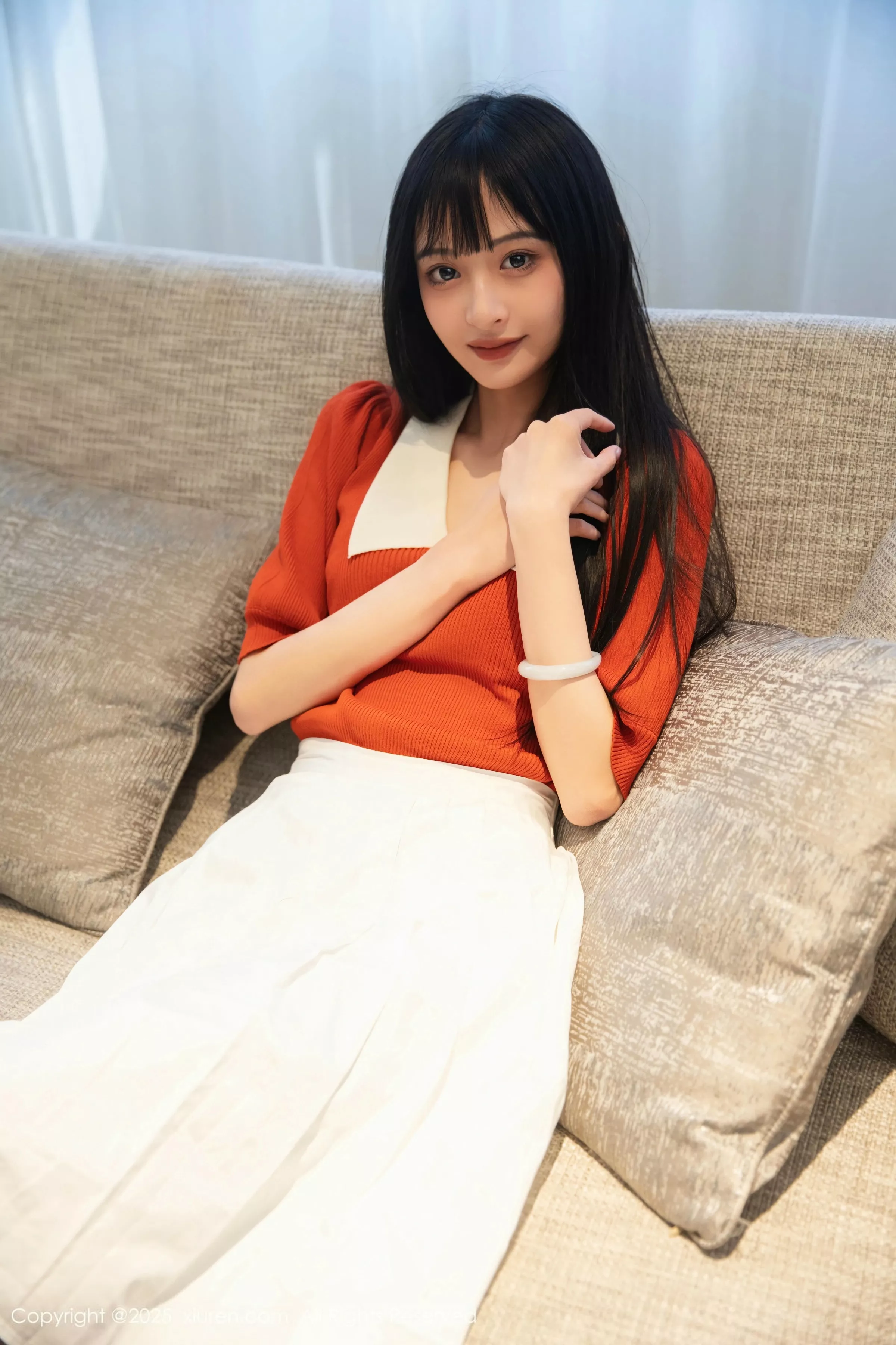 [[XiuRen秀人网]秀人网]No.10247_模特茂木希子性感橙T露白色内衣配超薄肉丝秀完美身材诱惑写真80P