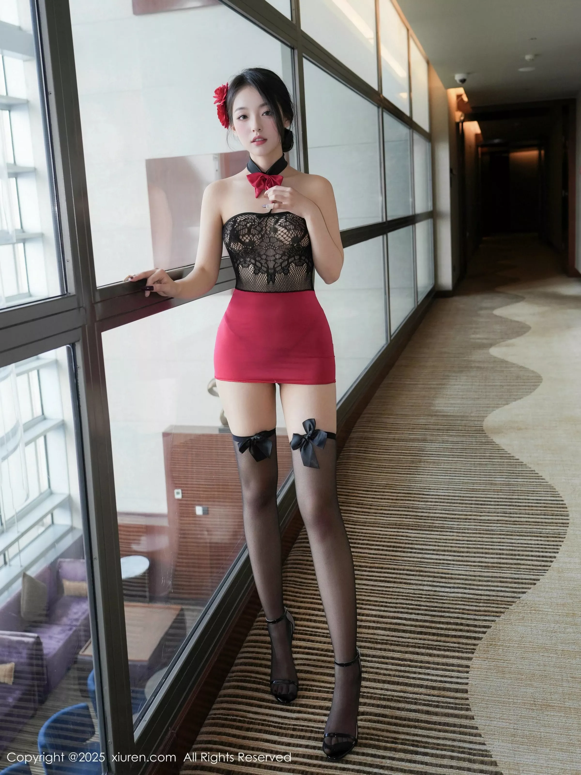 [[XiuRen秀人网]秀人网]No.10279_模特白琮瑗性感蕾丝红裙配黑色丝袜露丁字裤秀曼妙身姿诱惑写真54P