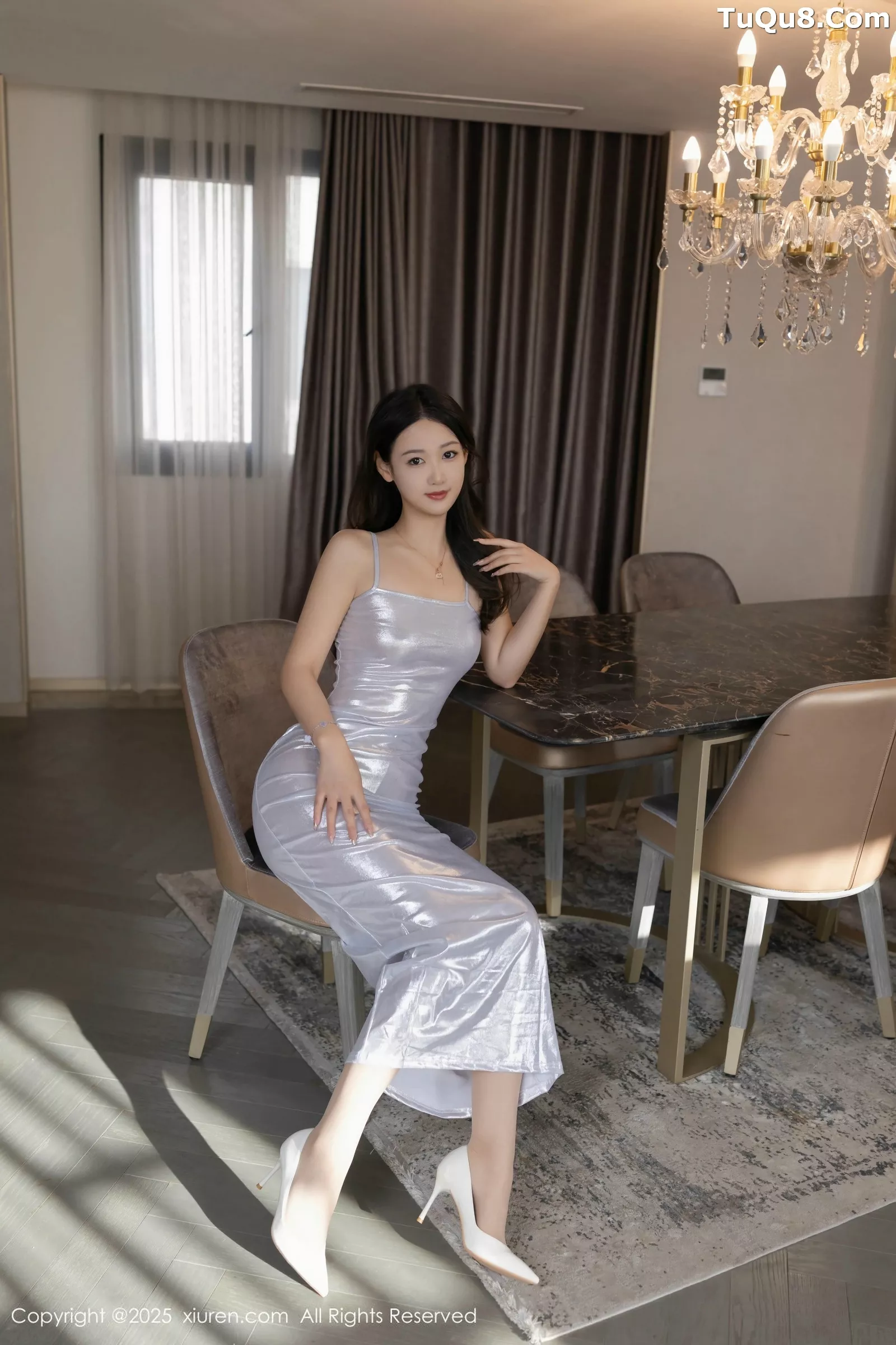 [[XiuRen秀人网]秀人网]No.10328_模特唐安琪性感银色连衣长裙配超薄无内肉丝秀曼妙身姿诱惑写真82P