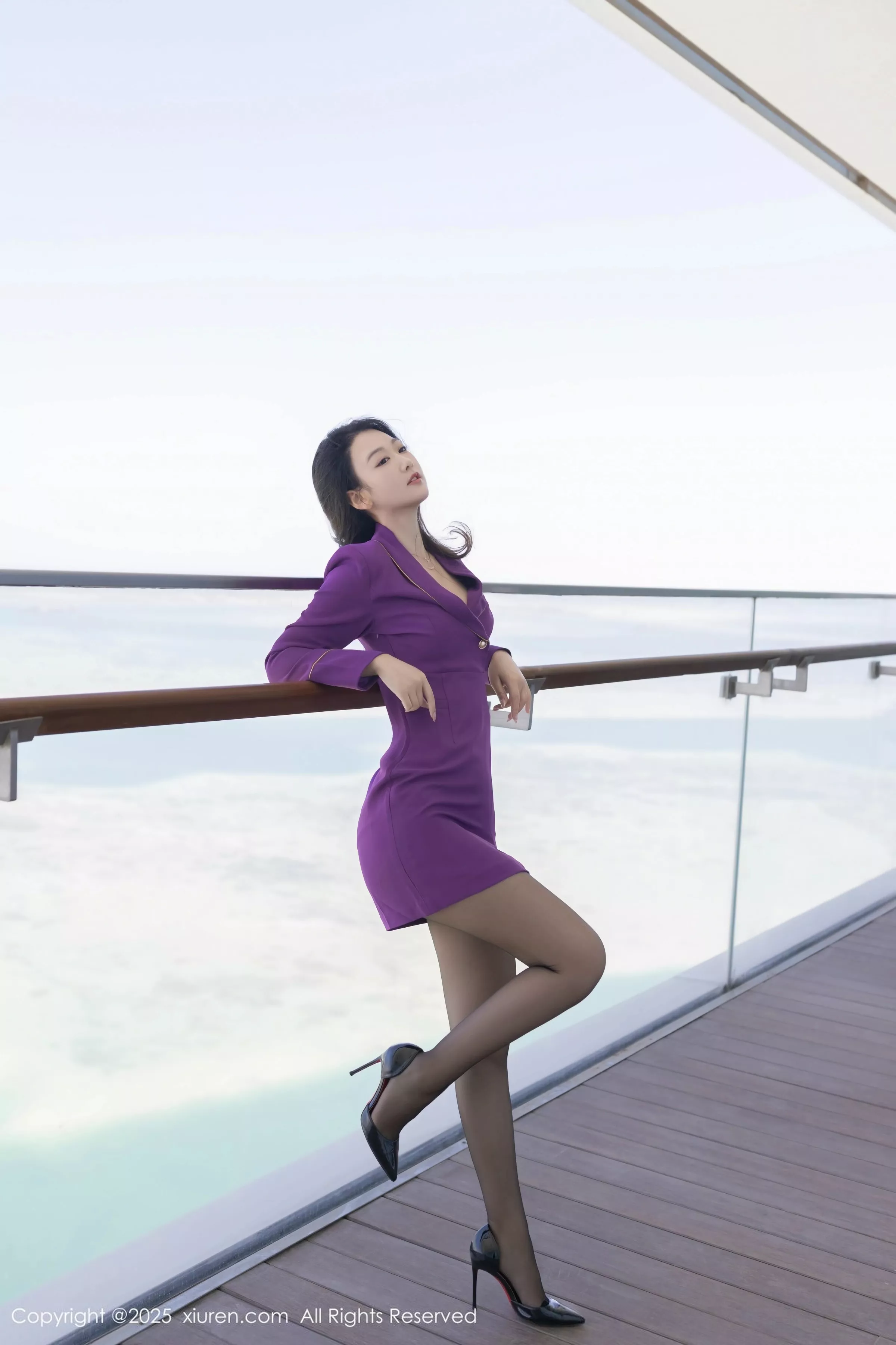 [[XiuRen秀人网]秀人网]No.10451_模特唐安琪性感紫色制服露白色内衣配超薄黑丝秀曼妙身姿诱惑写真81P