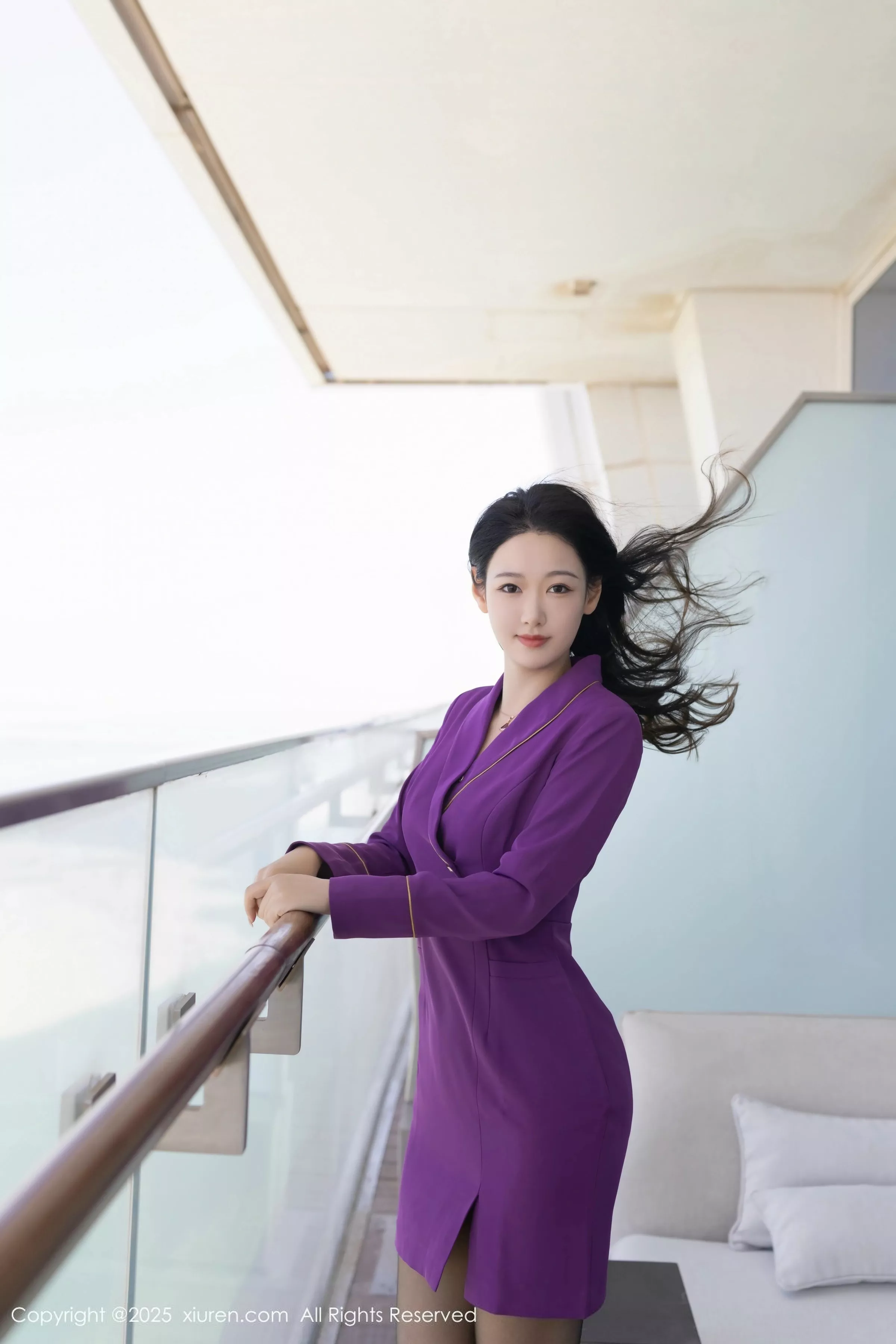 [[XiuRen秀人网]秀人网]No.10451_模特唐安琪性感紫色制服露白色内衣配超薄黑丝秀曼妙身姿诱惑写真81P