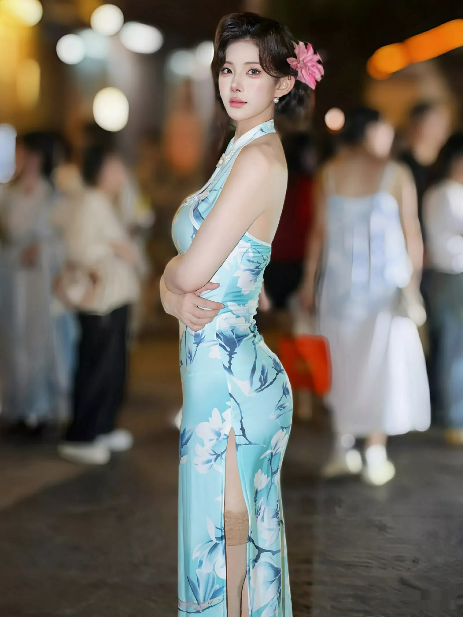 [[XiuRen秀人网]秀人网]No.10594_模特梨霜儿性感青色情趣旗袍配超薄肉丝秀凹凸身材完美诱惑写真82P