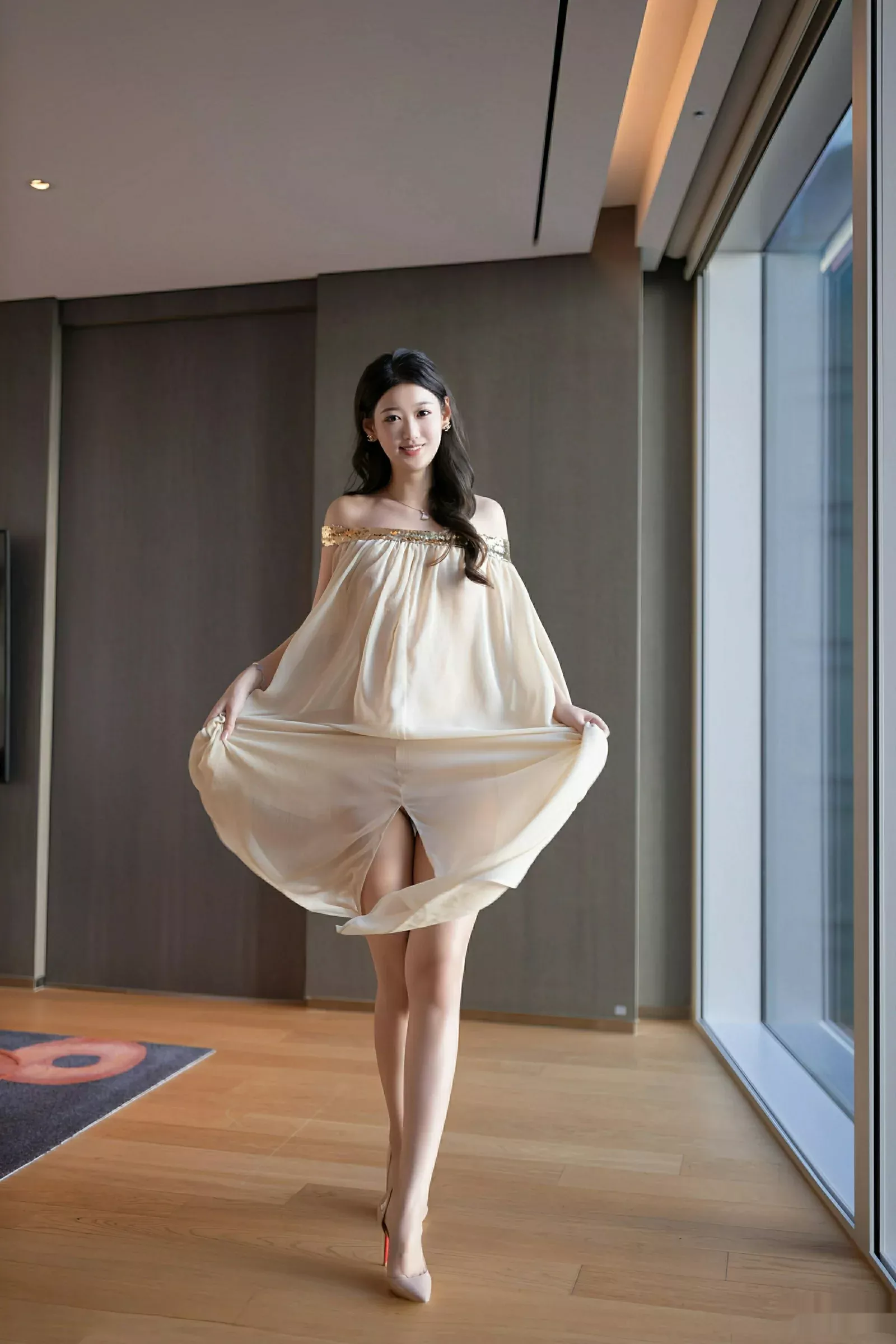 [[XiuRen秀人网]秀人网]No.10619_模特唐安琪性感浅色薄纱服饰配超薄肉丝秀曼妙身姿完美诱惑写真81P