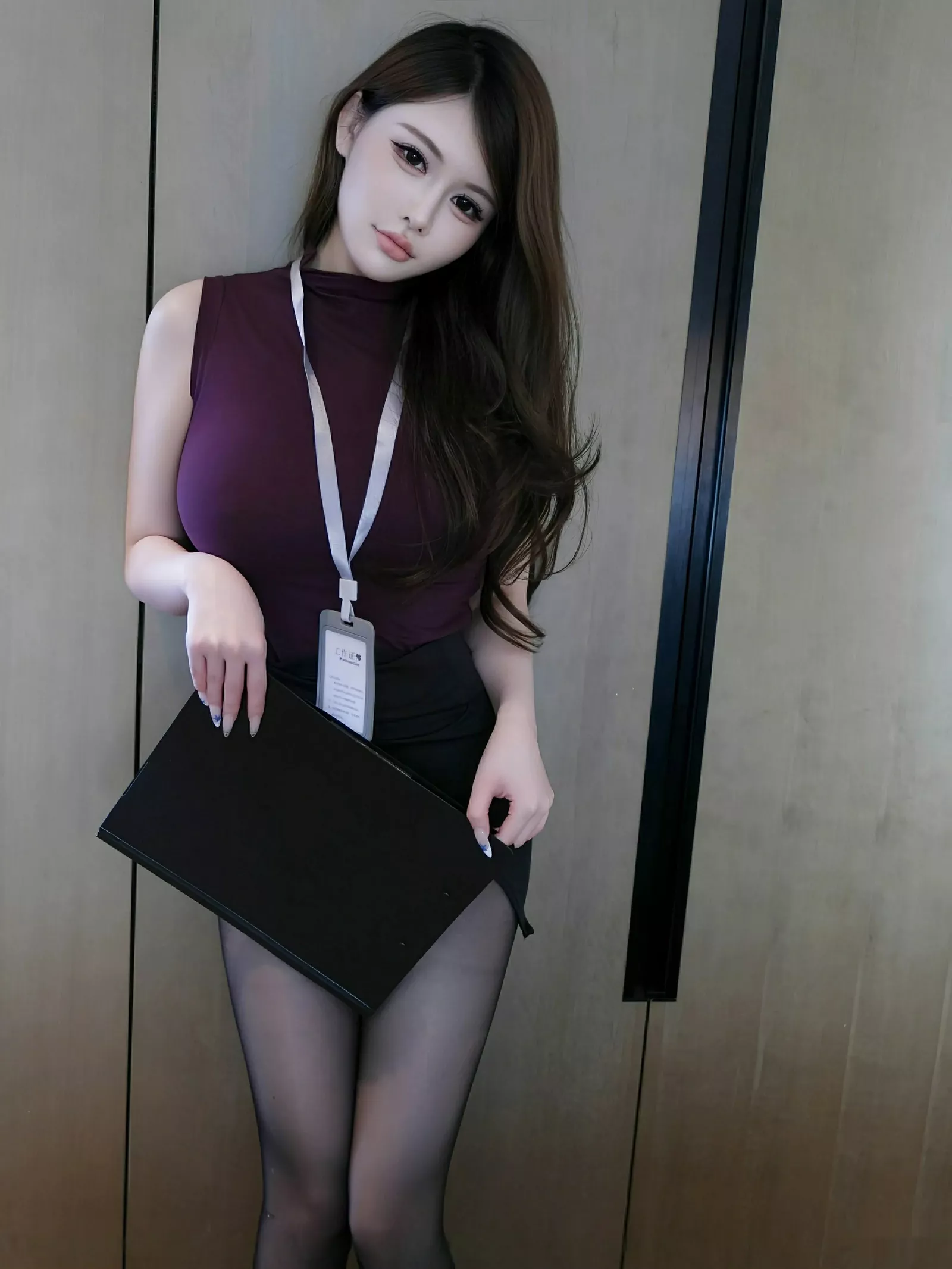 [[XiuRen秀人网]秀人网]No.10610_模特甜妮性感OL角色扮演紫色上衣配超薄黑丝秀丰满身材诱惑写真79P