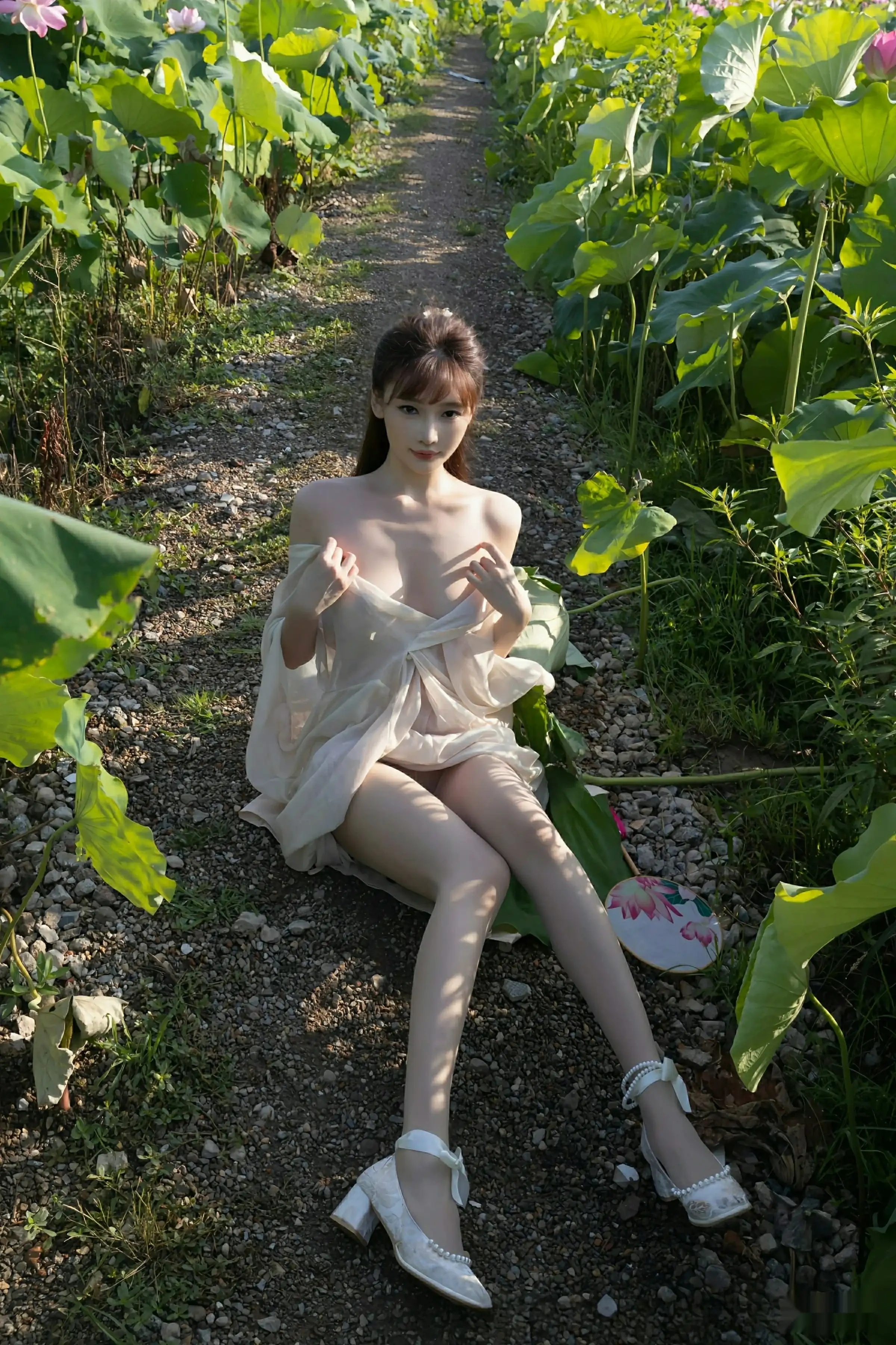 [[XiuRen秀人网]秀人网]No.10630_模特陆萱萱户外性感浅色薄纱服饰配超薄肉丝秀柔美身姿诱惑写真76P