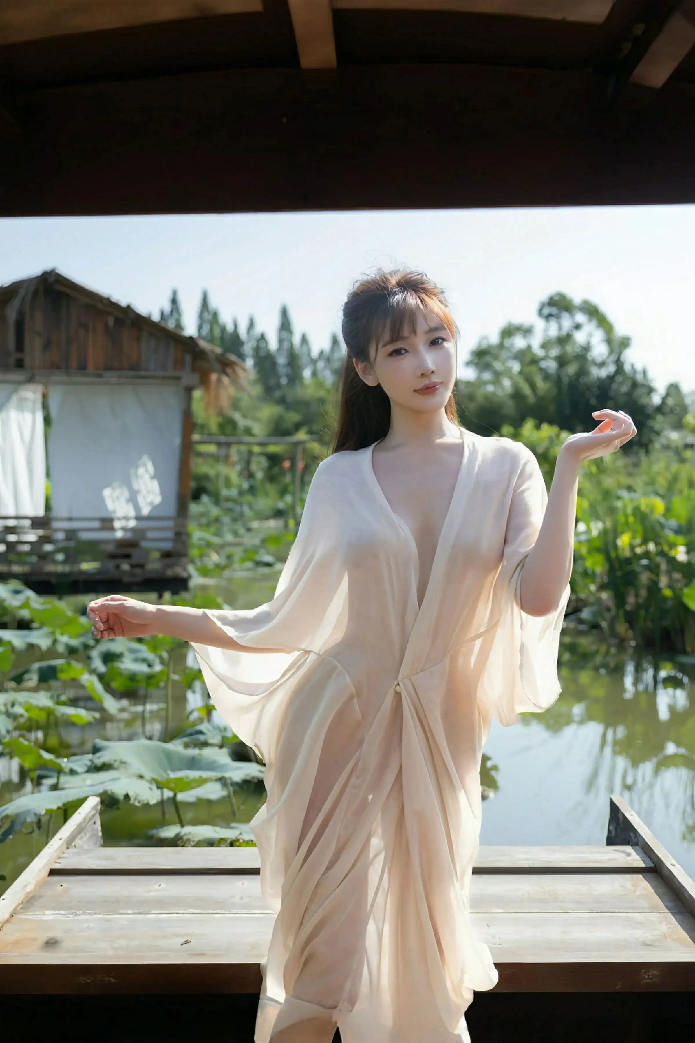 [[XiuRen秀人网]秀人网]No.10630_模特陆萱萱户外性感浅色薄纱服饰配超薄肉丝秀柔美身姿诱惑写真76P