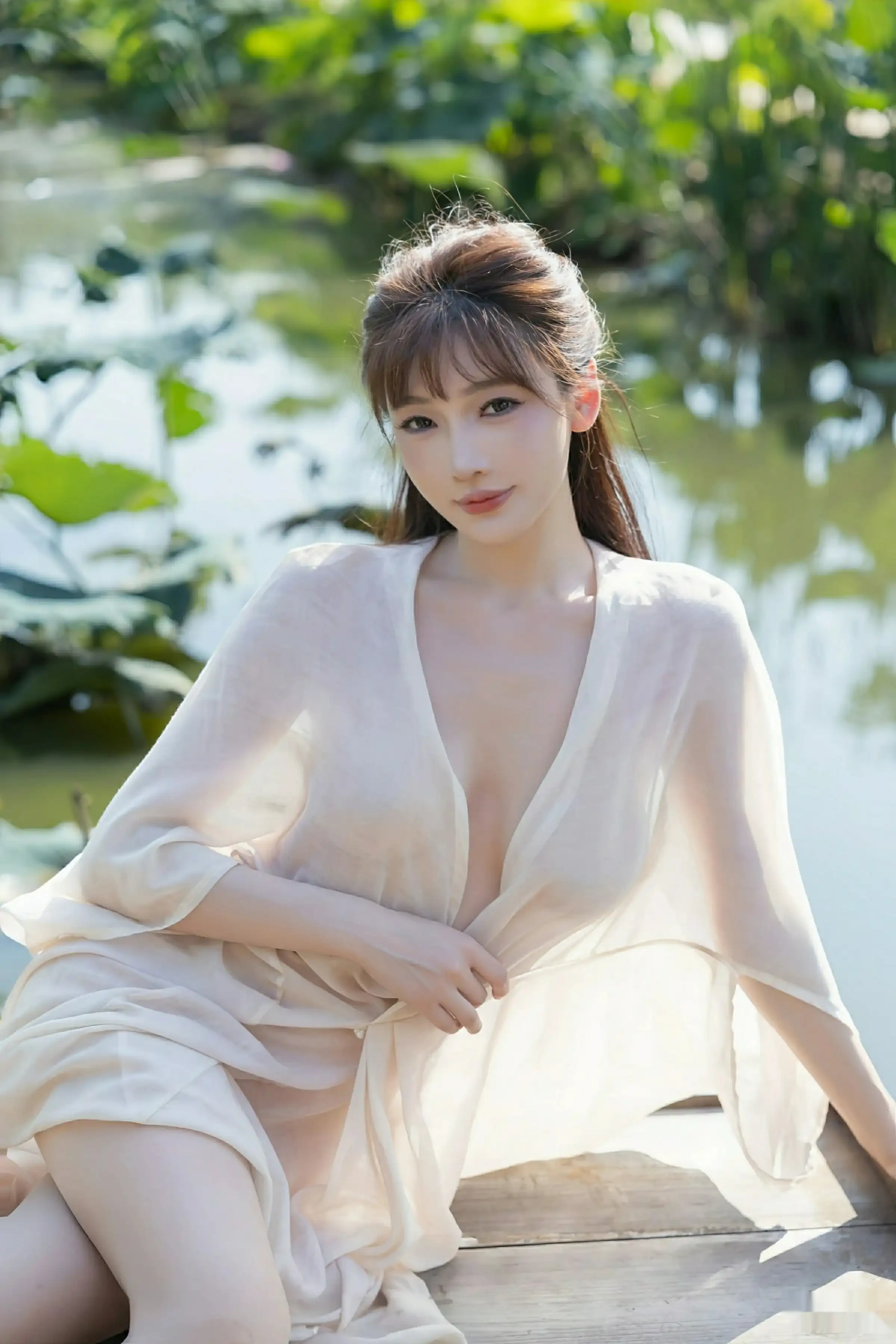 [[XiuRen秀人网]秀人网]No.10630_模特陆萱萱户外性感浅色薄纱服饰配超薄肉丝秀柔美身姿诱惑写真76P