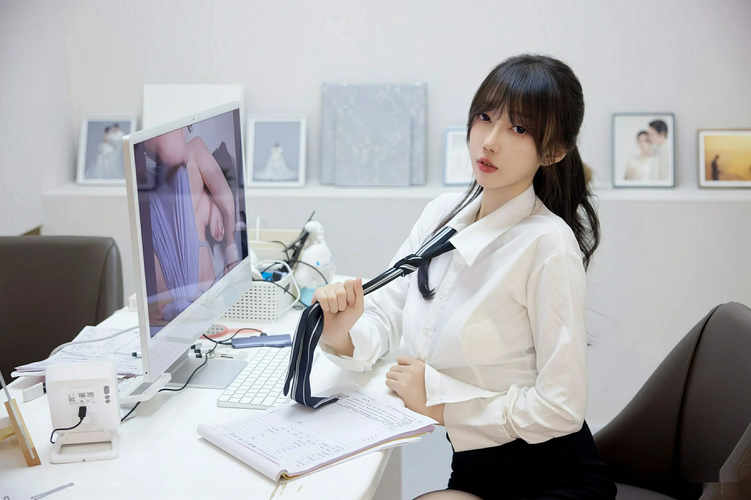 [[XiuRen秀人网]秀人网]No.10636_模特玥儿玥er性感白色衬衫配黑色短裙露超薄黑丝秀美腿诱惑写真58P