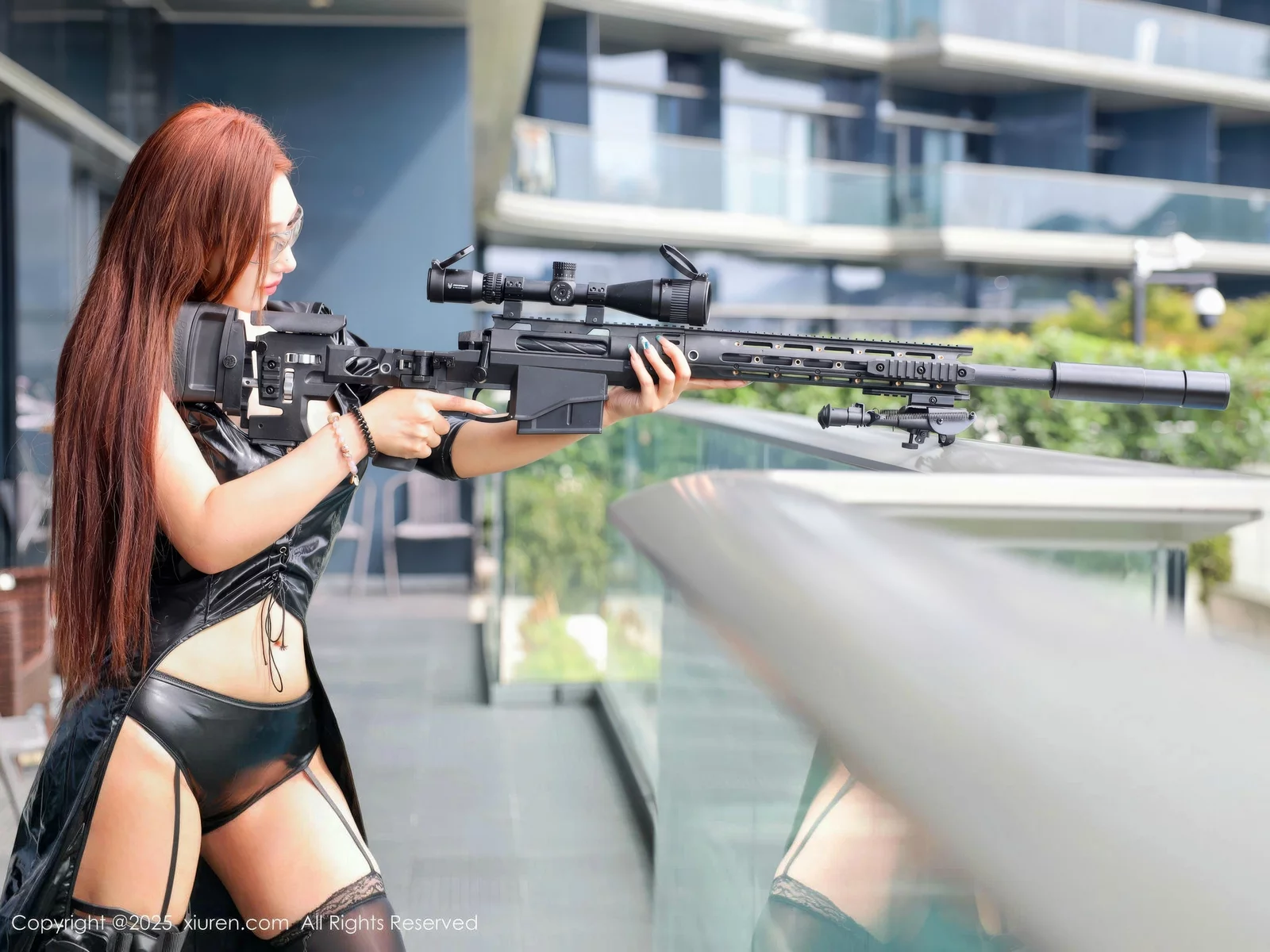 [[XiuRen秀人网]秀人网]No.10657_模特金允希Yuki性感黑色皮衣配黑丝吊袜秀完美身材撩人诱惑写真90P