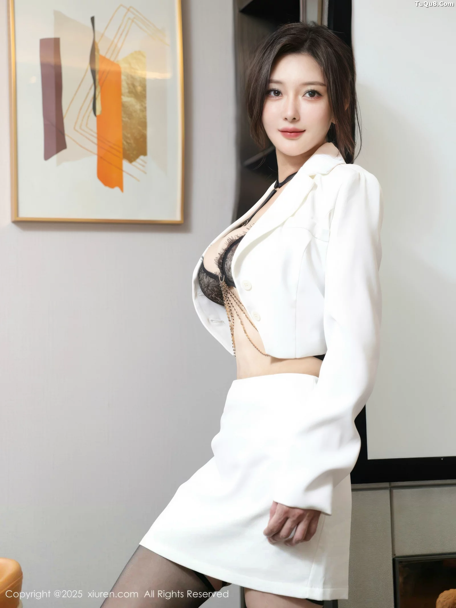 [[XiuRen秀人网]秀人网]No.10727_模特苏一诺性感白色西服露黑色内衣配黑丝袜秀曼妙身姿诱惑写真82P