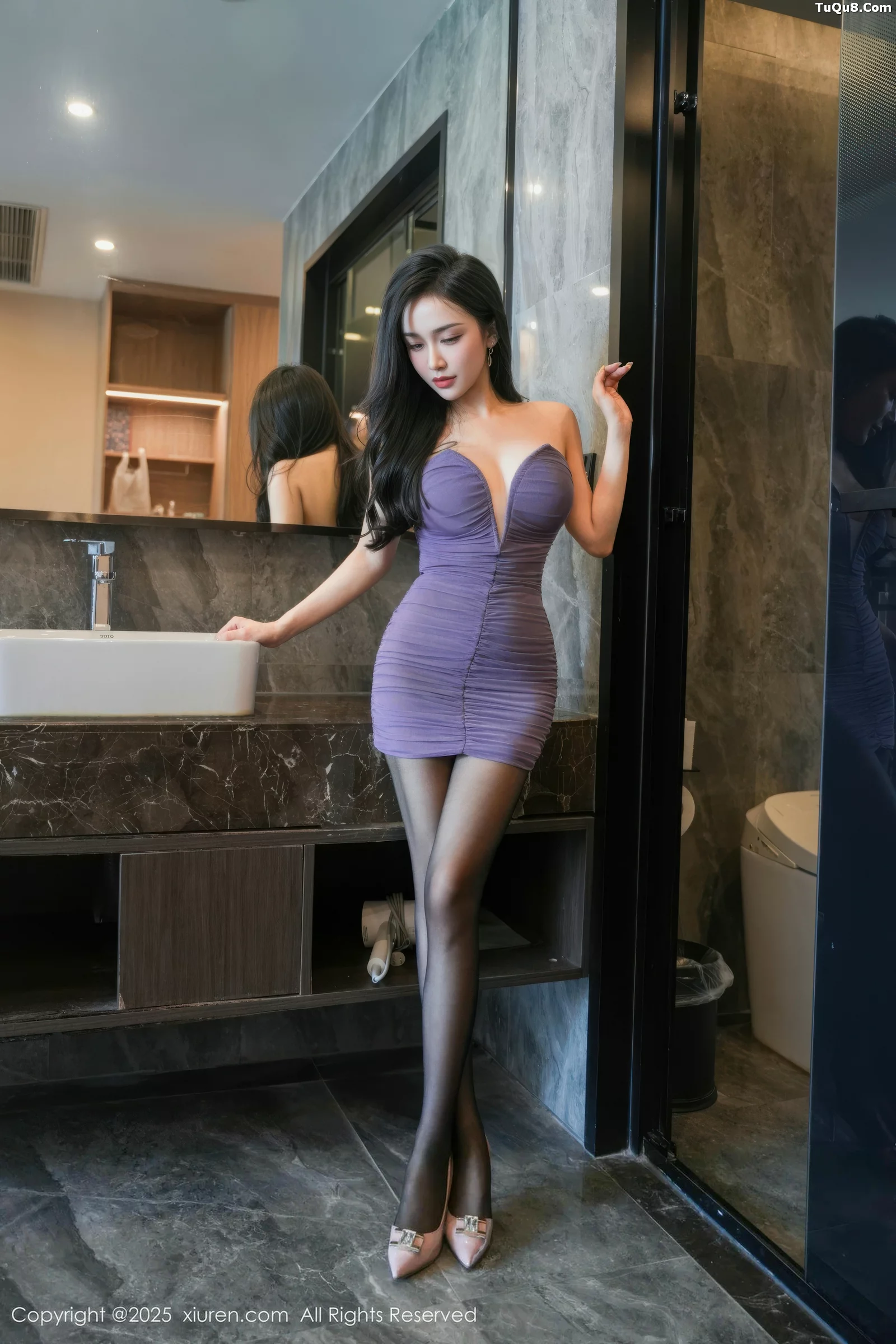 [[XiuRen秀人网]秀人网]No.10739_模特小阿娇Gill性感紫色连衣短裙配超薄黑丝秀完美身材诱惑写真76P