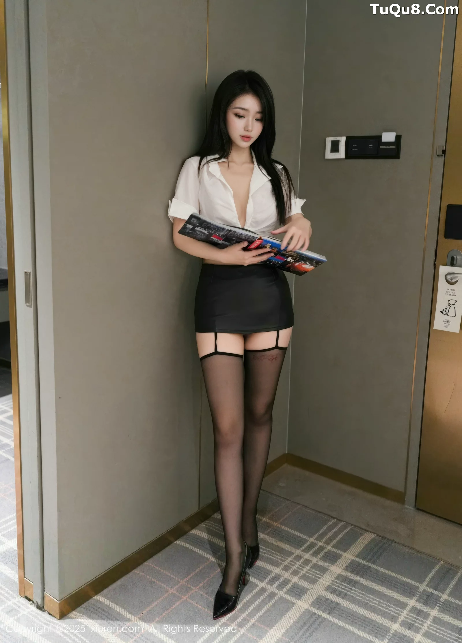 [[XiuRen秀人网]秀人网]No.10669_新人模特烧烧小桃性感黑色情趣内衣配黑丝吊袜秀曼妙身材诱惑写真99P