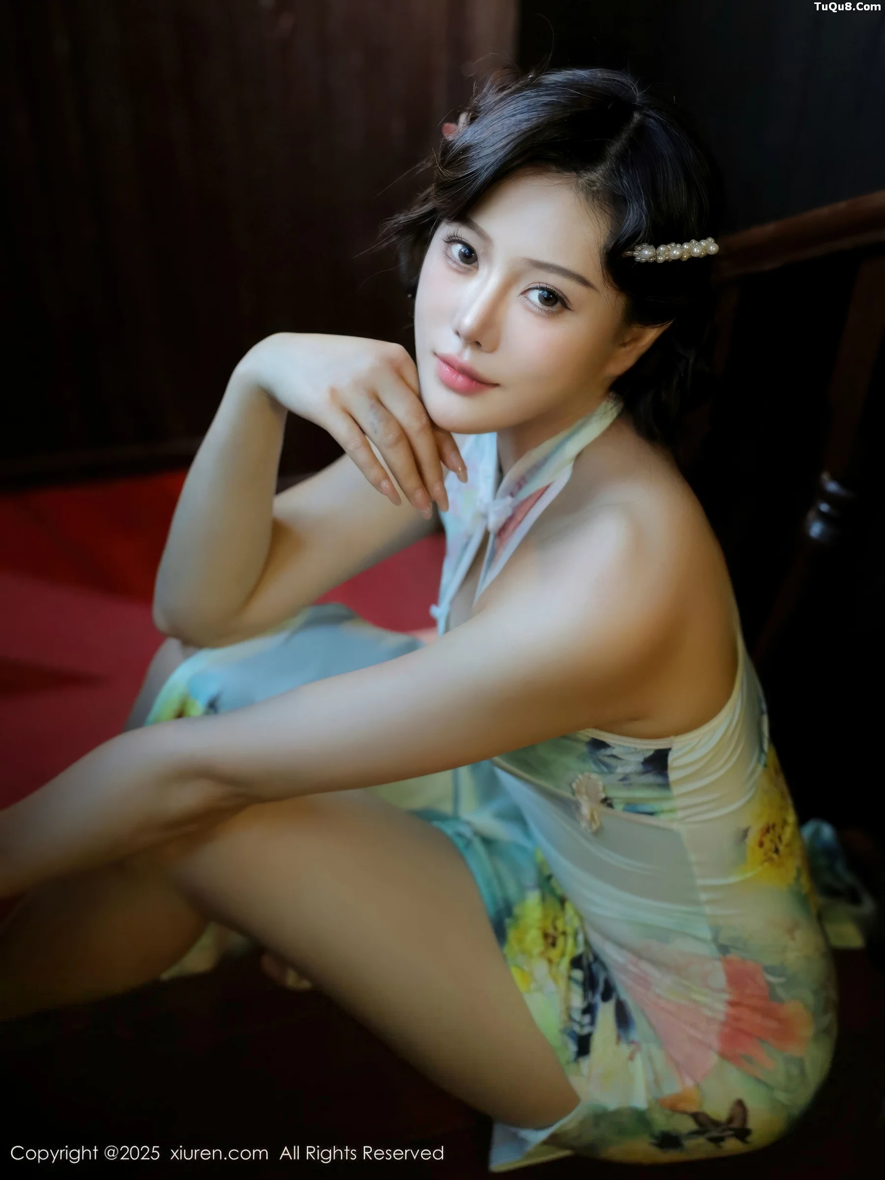 [[XiuRen秀人网]秀人网]No.10749_新人模特莉莉安娜o性感绿色旗袍配超薄肉丝秀丰满身材诱惑写真73P