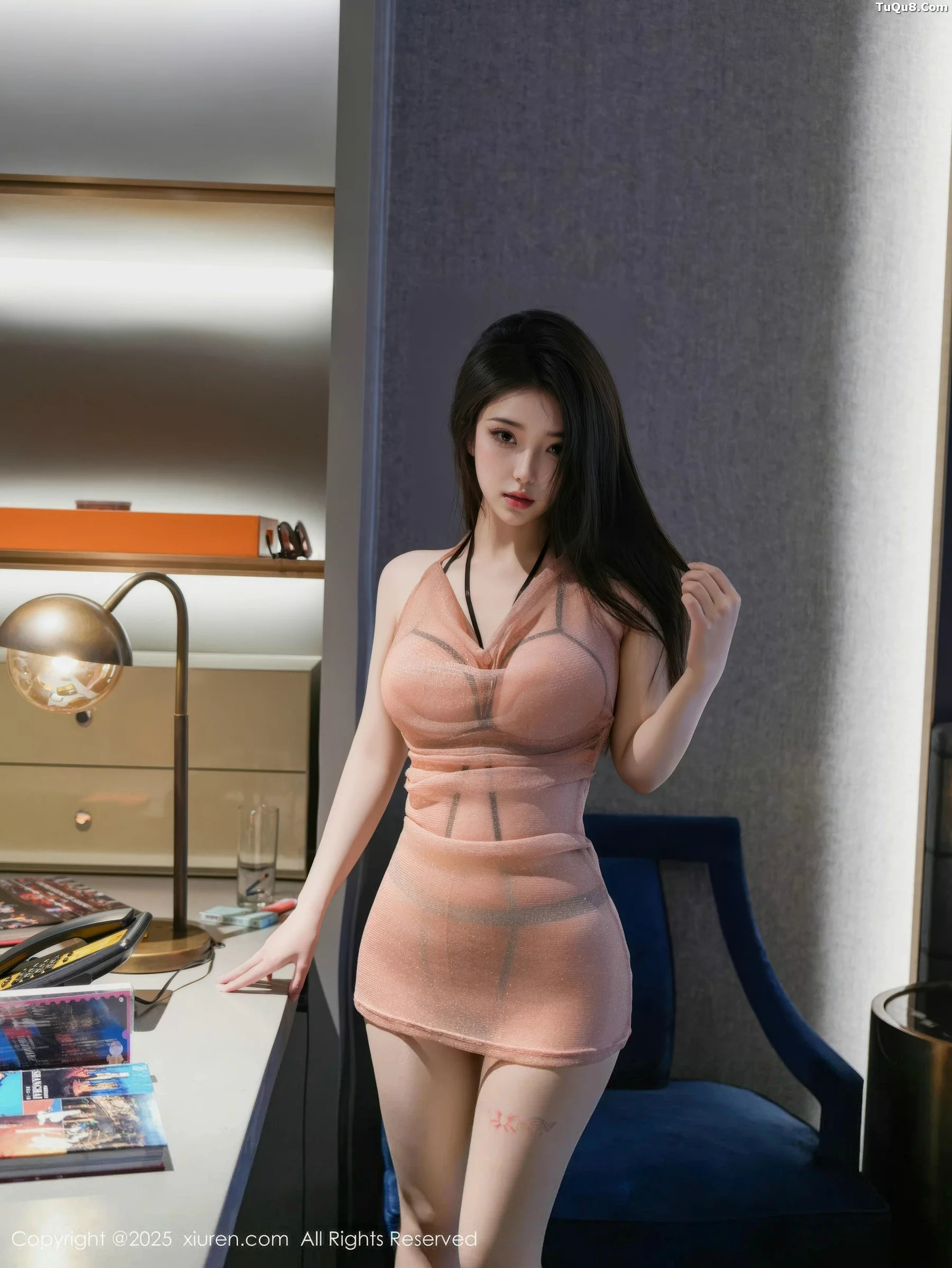 [[XiuRen秀人网]秀人网]No.10758_新人模特烧烧小桃性感粉色连衣短裙配开档肉丝秀惹火身材诱惑写真46P