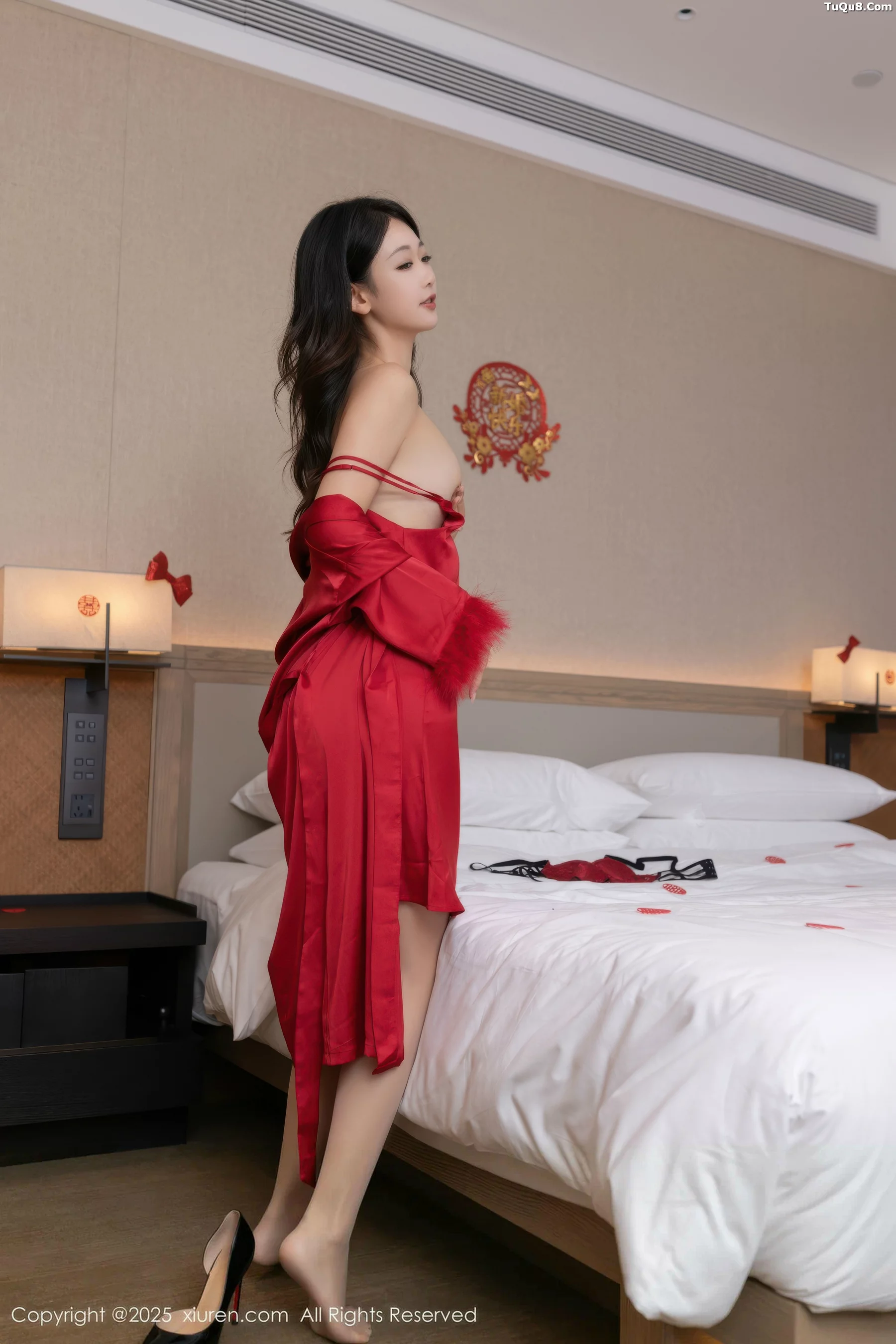 [[XiuRen秀人网]秀人网]No.10768_模特唐安琪私房性感红色睡衣配超薄肉丝秀曼妙身姿撩人诱惑写真70P