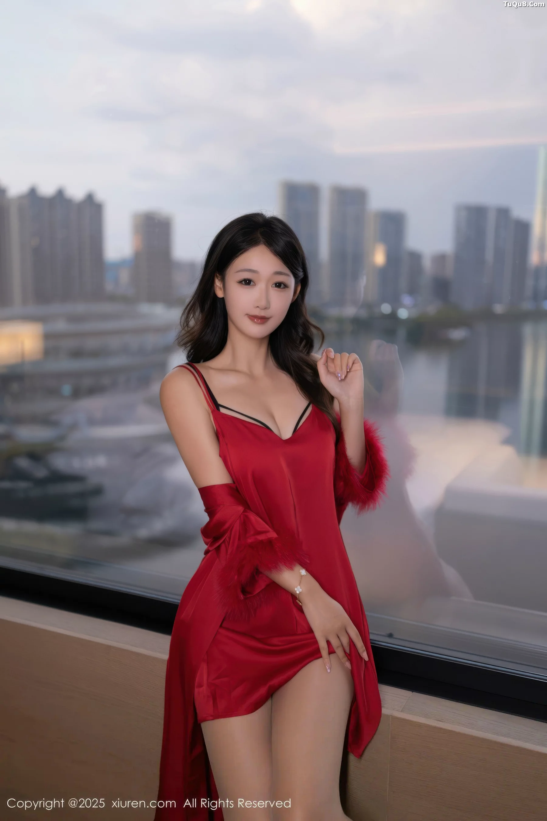 [[XiuRen秀人网]秀人网]No.10768_模特唐安琪私房性感红色睡衣配超薄肉丝秀曼妙身姿撩人诱惑写真70P