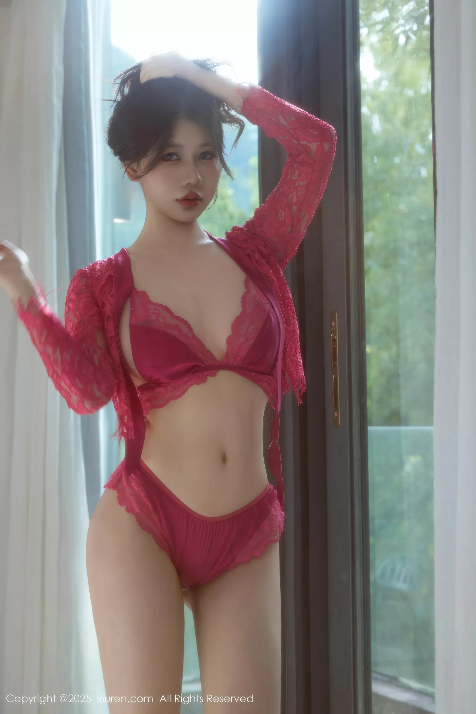 [[XiuRen秀人网]秀人网]No.10783_模特尹甜甜sunny性感红色蕾丝套装配肉丝袜秀完美身材诱惑写真62P