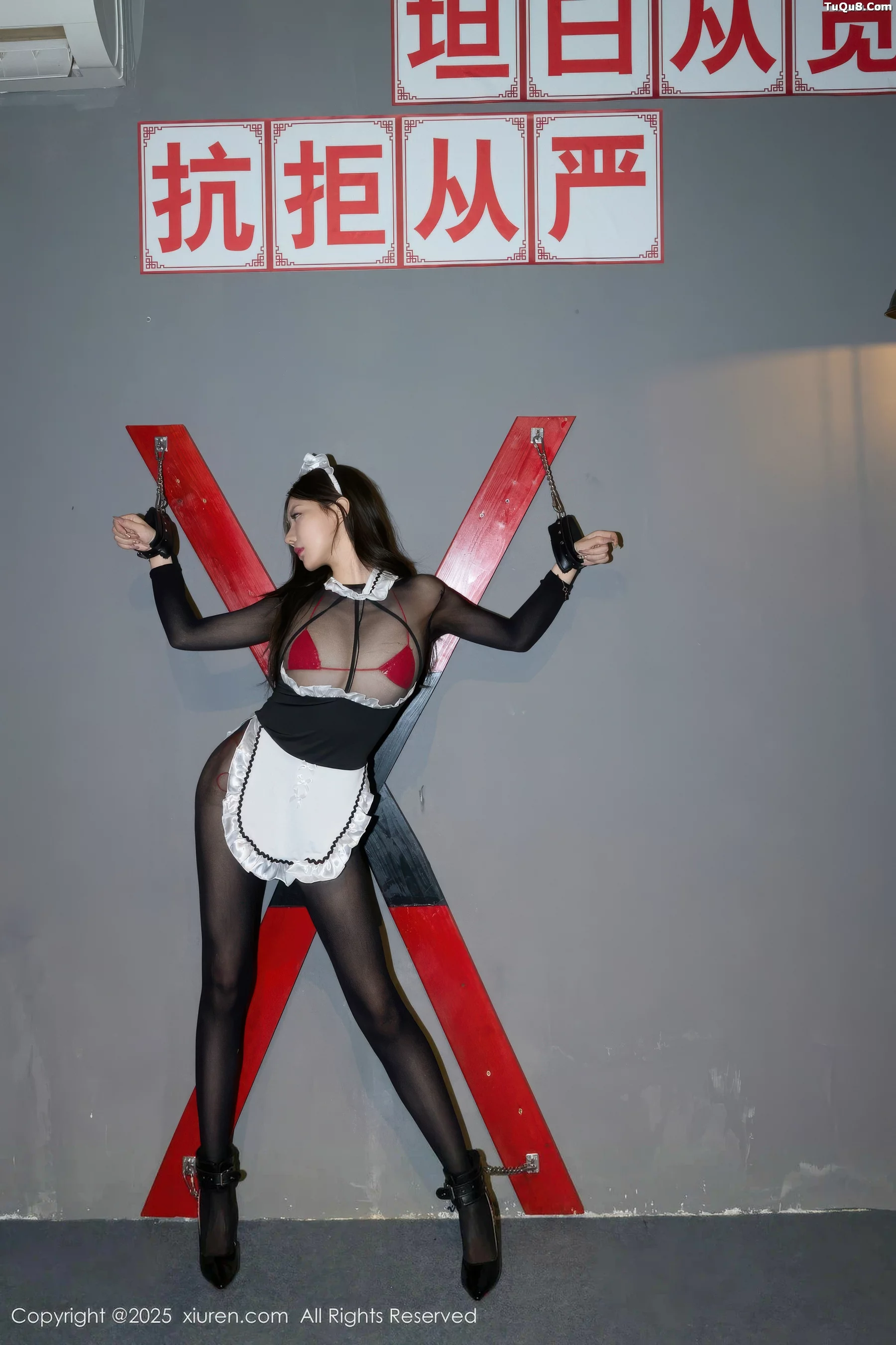[[XiuRen秀人网]秀人网]No.10957_模特尹甜甜sunny性感女仆装露黑色连体丝袜秀惹火身材诱惑写真85P