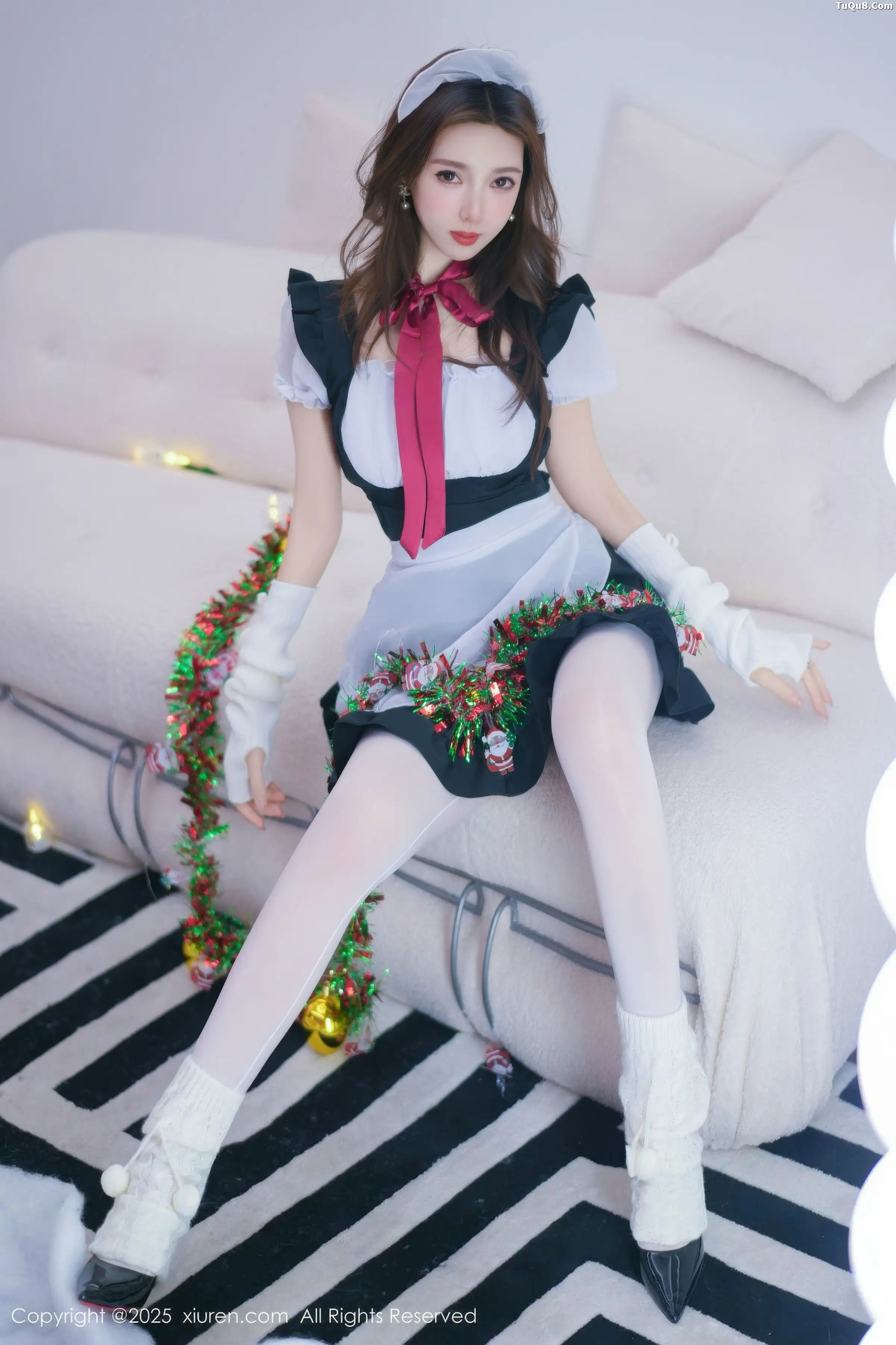 [[XiuRen秀人网]秀人网]No.11152_模特Twins-桃桃性感女仆装扮配白色丝袜秀完美身材撩人诱惑写真77P